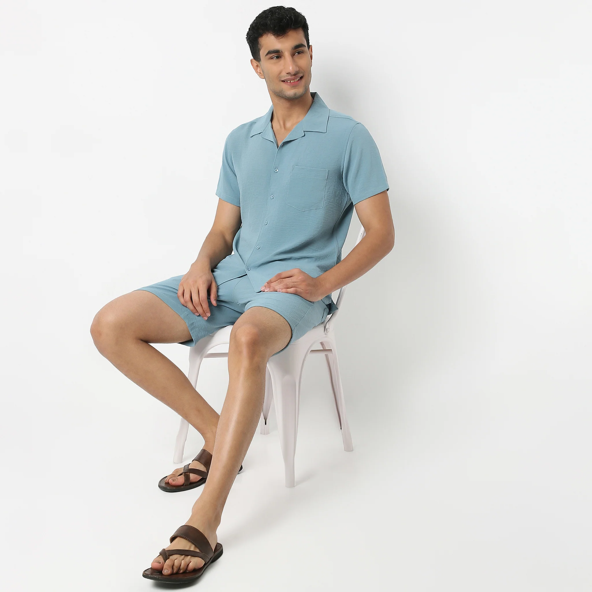Camp Collar Half Sleeve Lounge Cuban Solid Shirt - Image 6