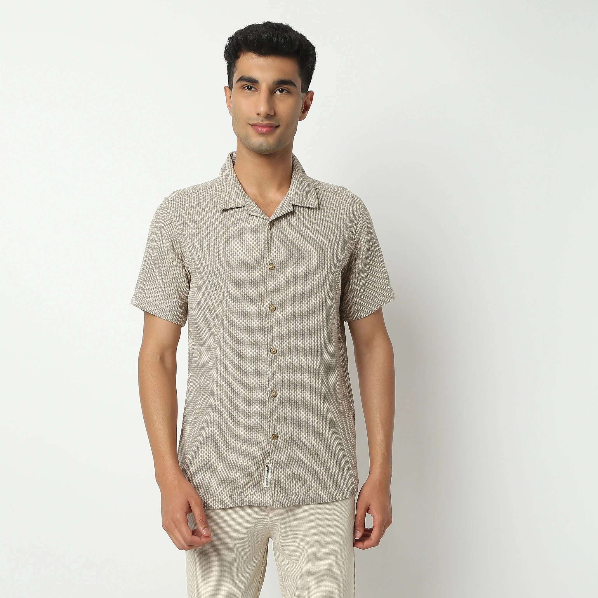 Camp Collar Half Sleeve Solid Structured Mood Shirt - Image 2