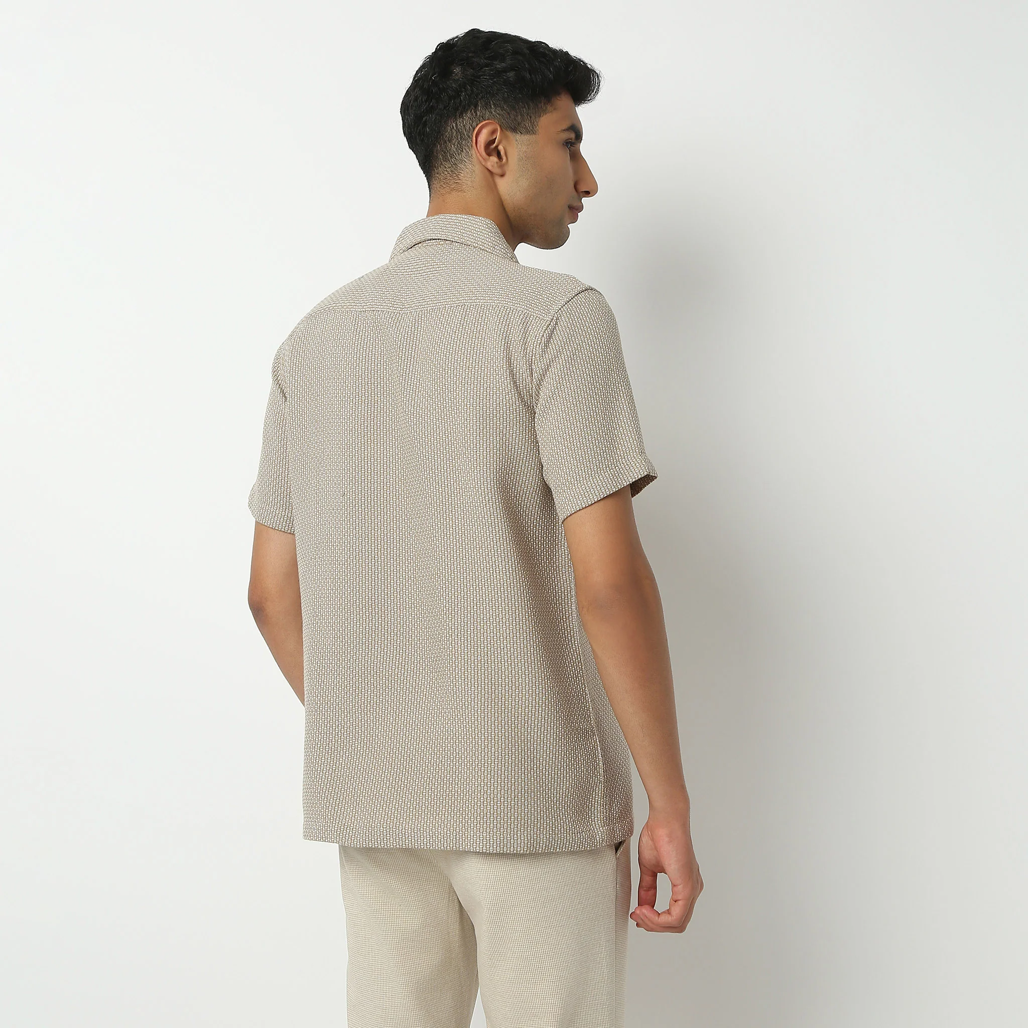 Camp Collar Half Sleeve Solid Structured Mood Shirt - Image 3