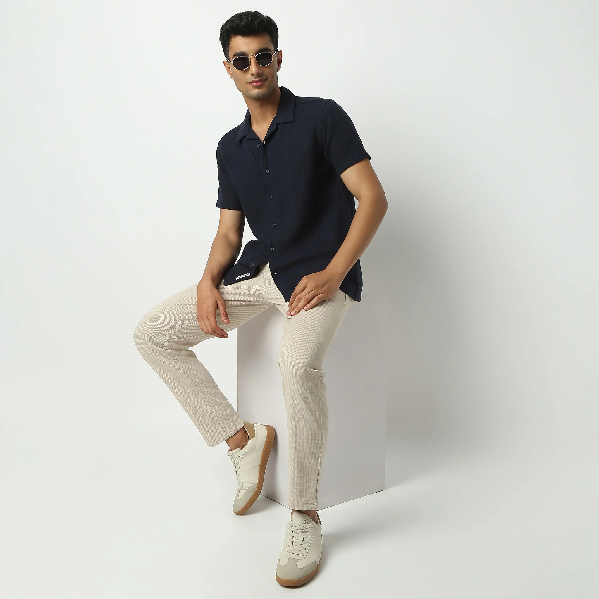Camp Collar Half Sleeve Solid Bae Shirt