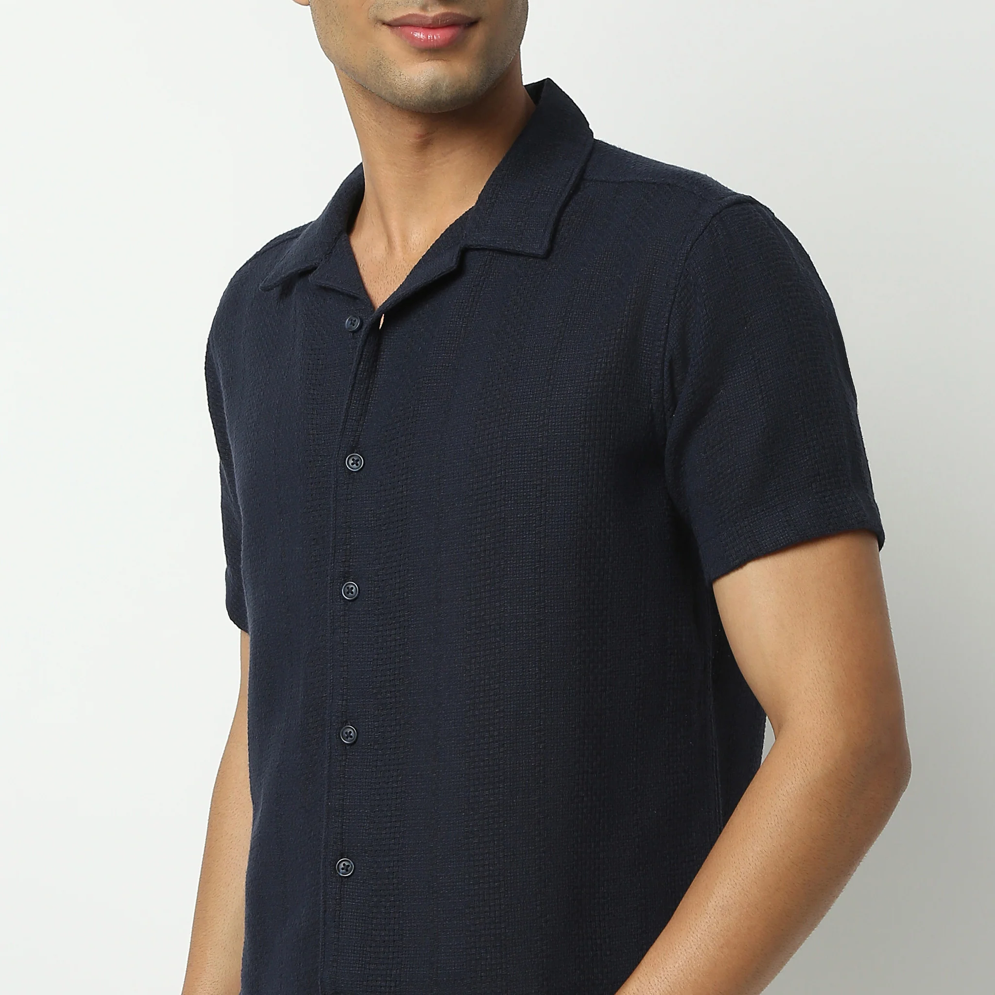 Camp Collar Half Sleeve Solid Bae Shirt - Image 4