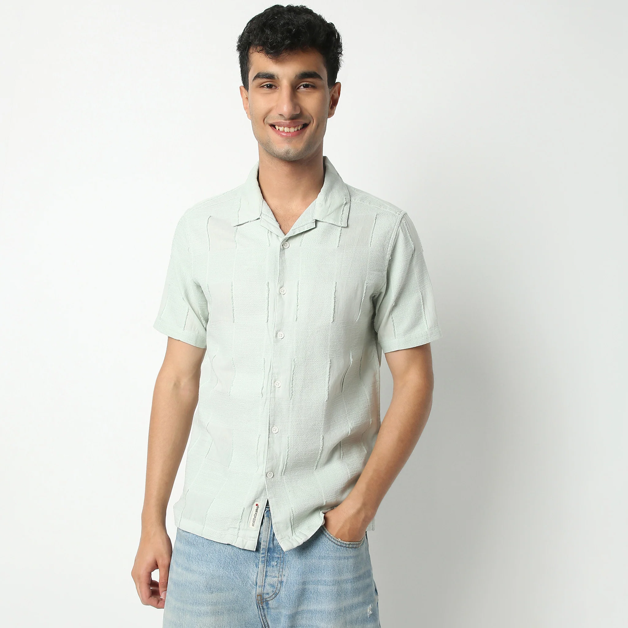 Camp Collar Half Sleeve Structured Mood Shirt - Image 2