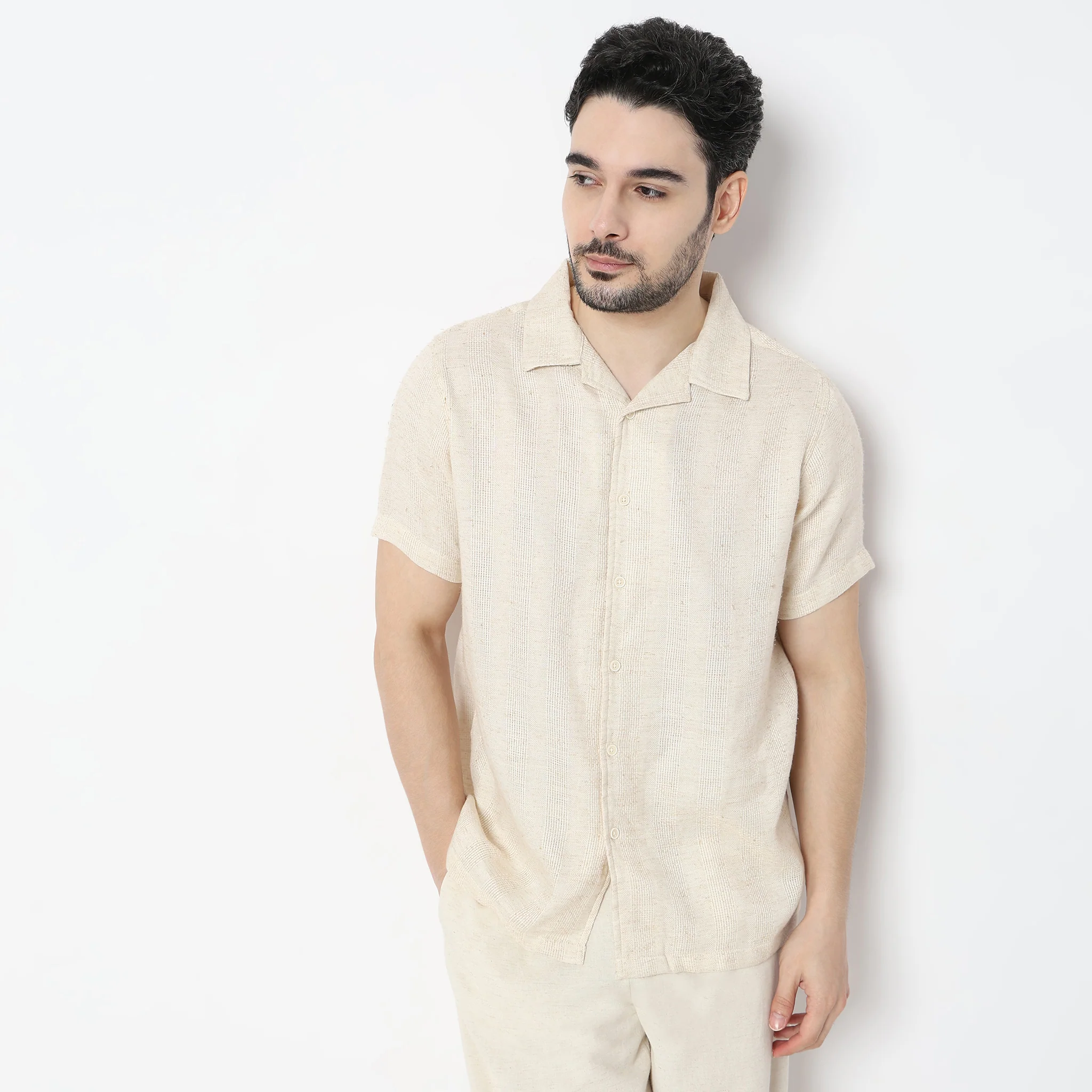 Half Sleeve Camp Collar Bae Shirt - Image 2