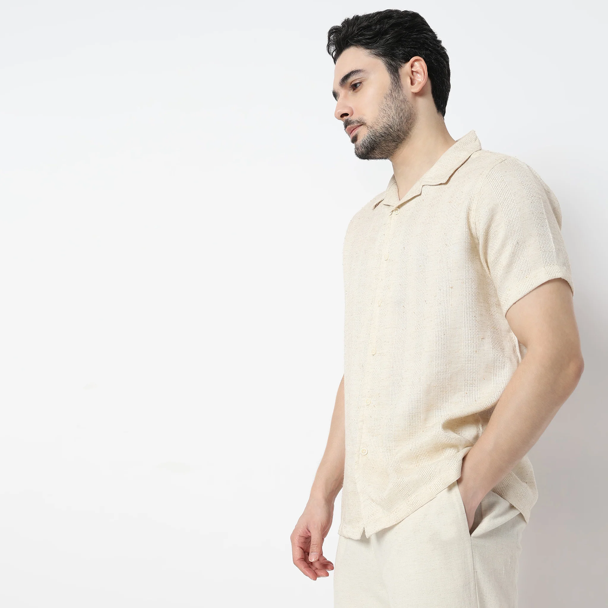 Half Sleeve Camp Collar Bae Shirt - Image 4