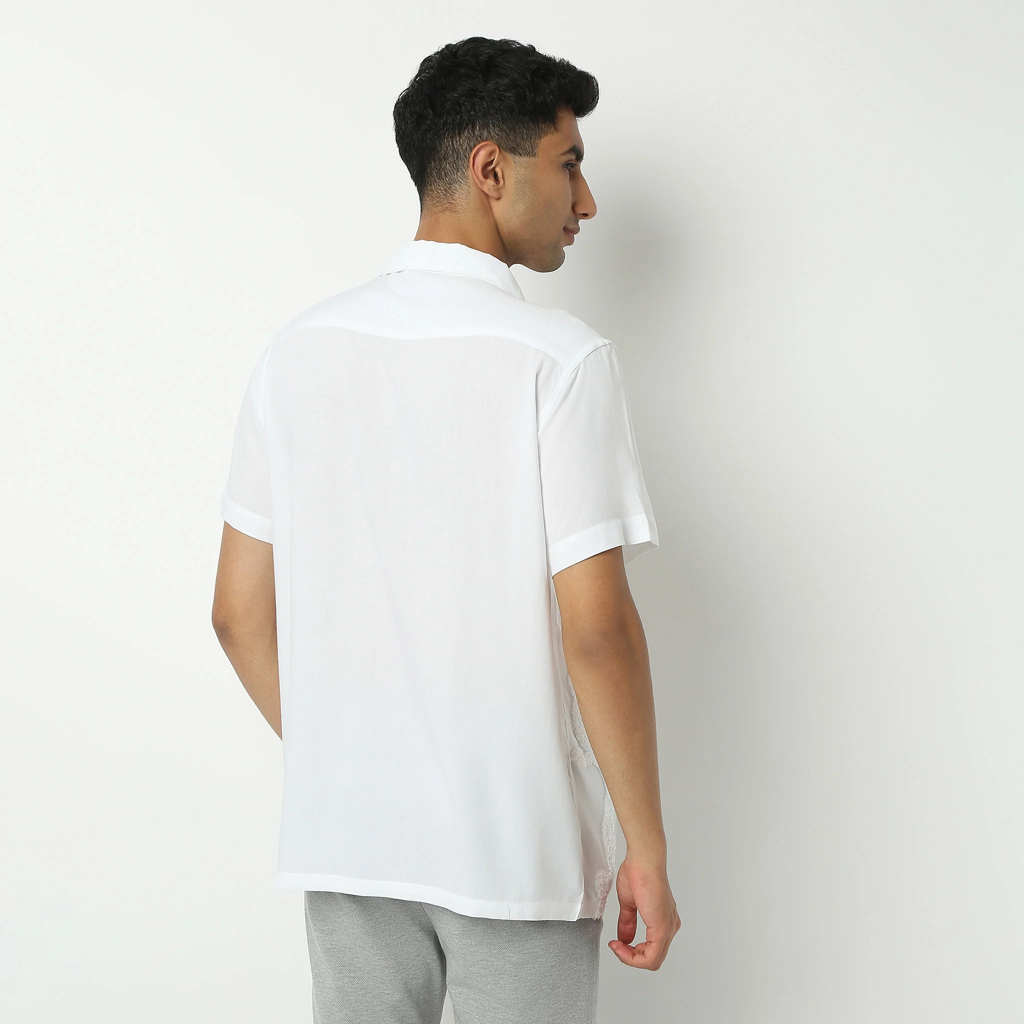 Camp Collar Half Sleeve Solid Mood Shirt - Image 3