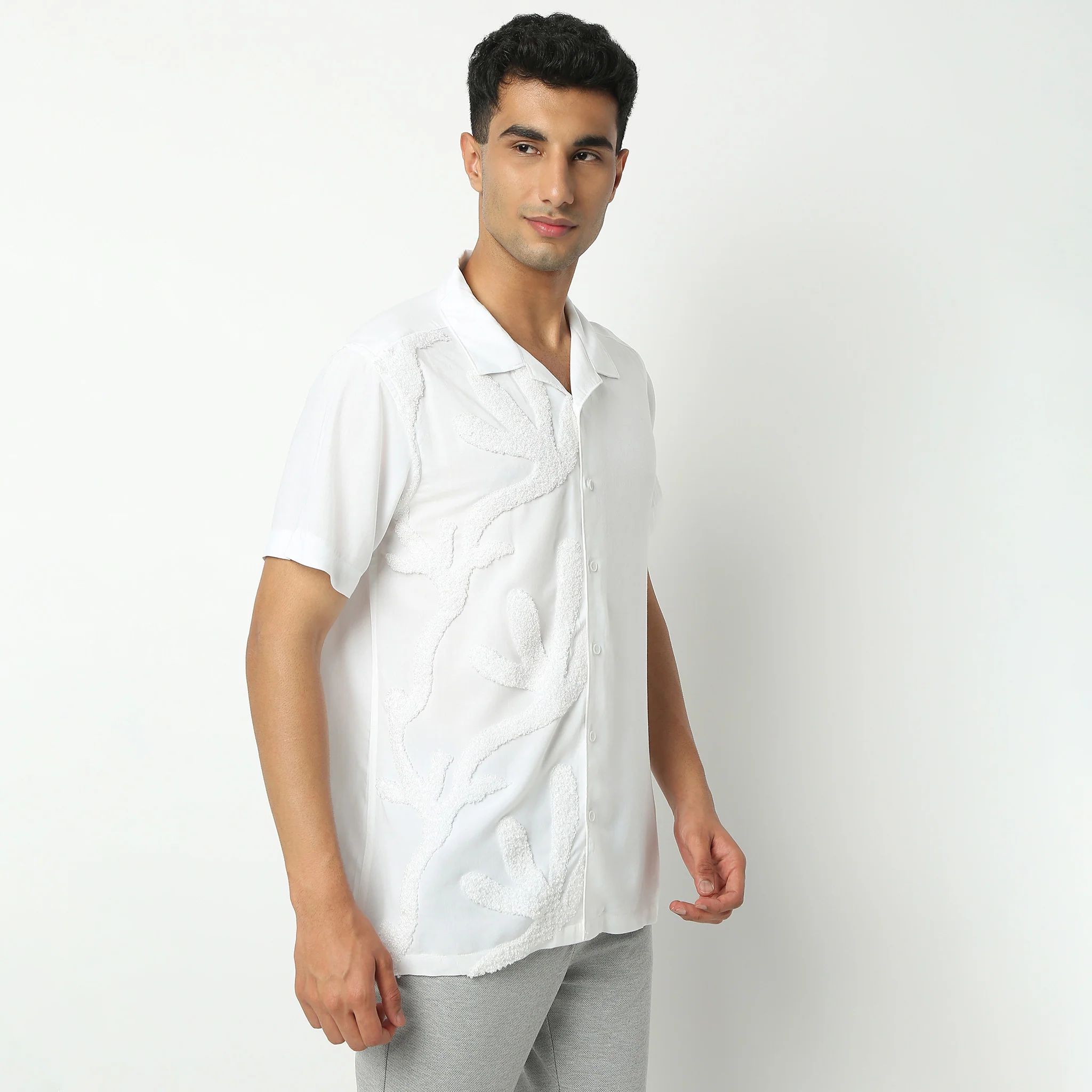 Camp Collar Half Sleeve Solid Mood Shirt - Image 5