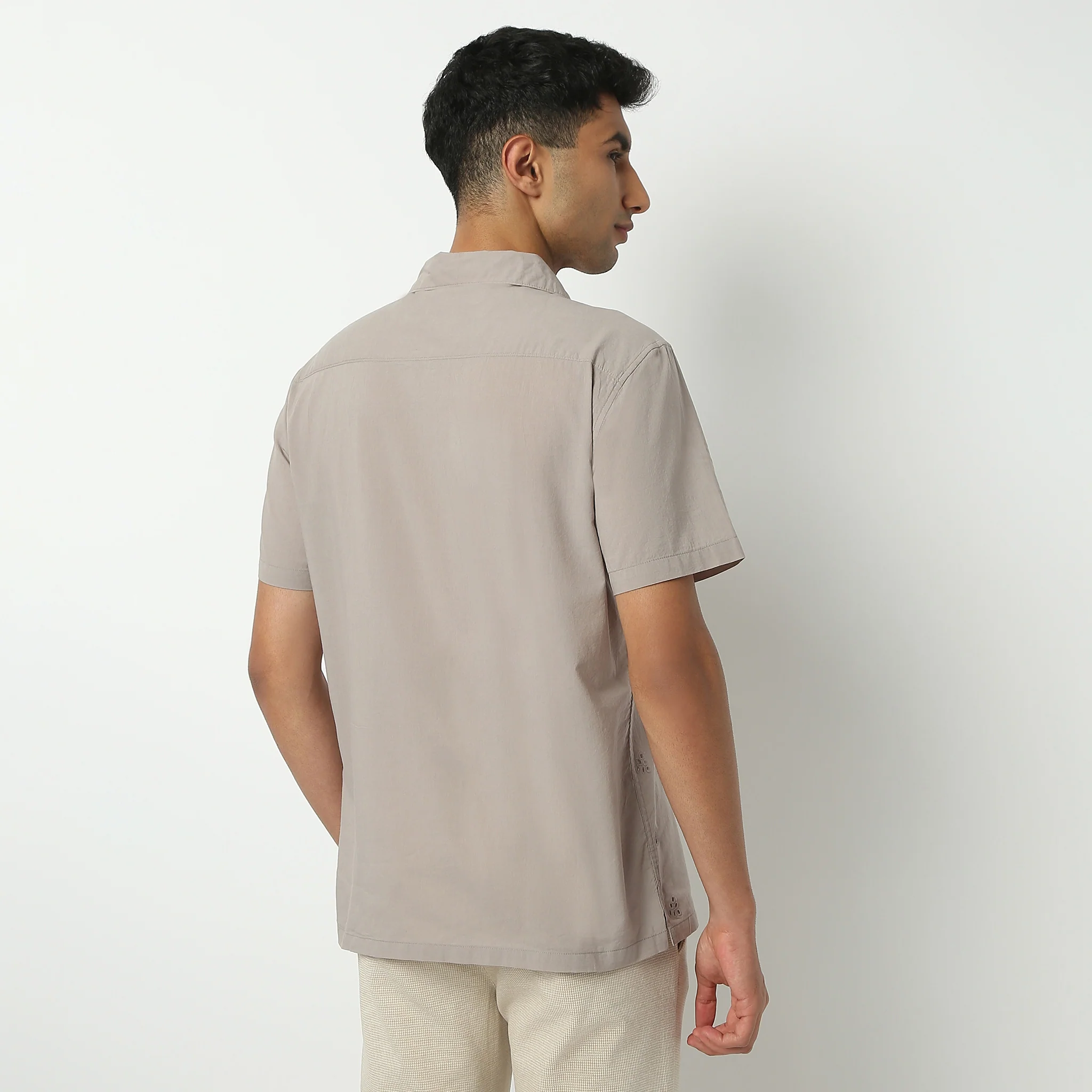 Camp Collar Half Sleeve Solid Mood Shirt - Image 3