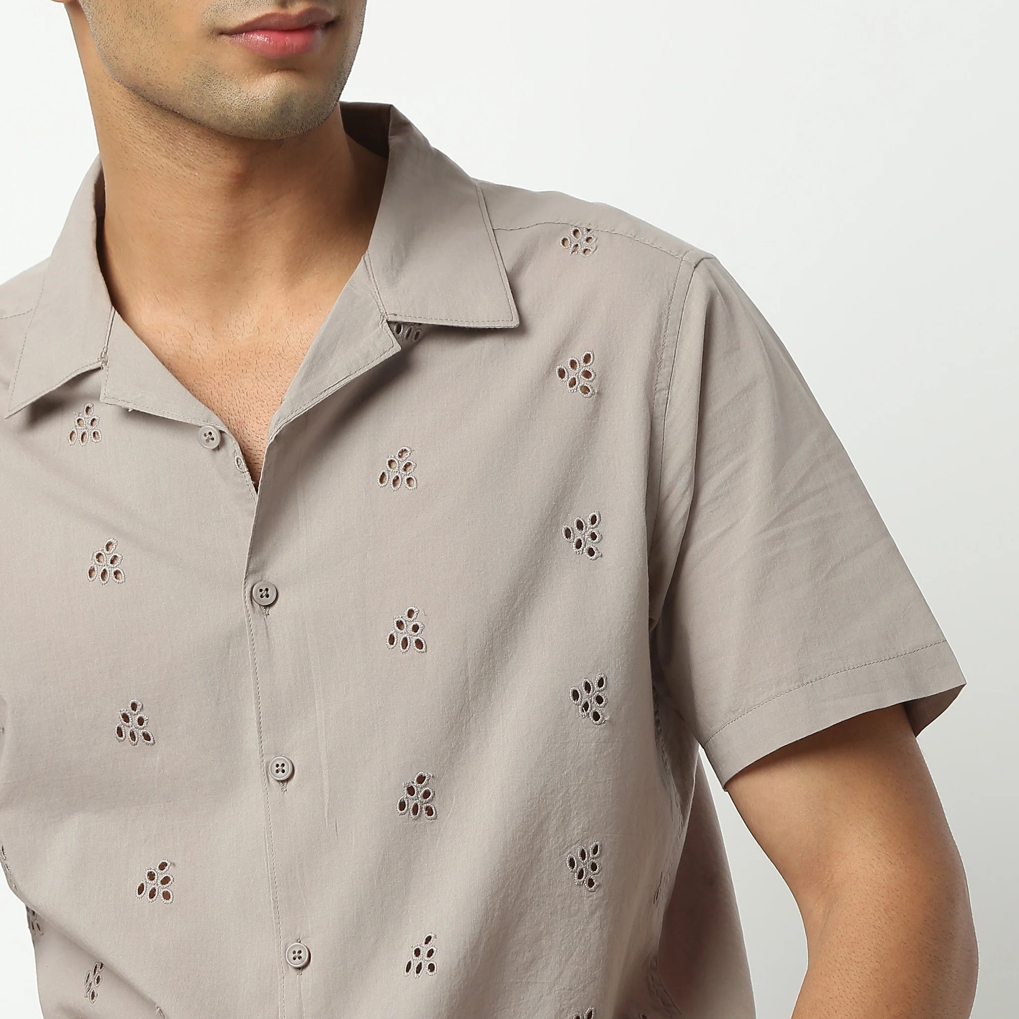Camp Collar Half Sleeve Solid Mood Shirt - Image 4