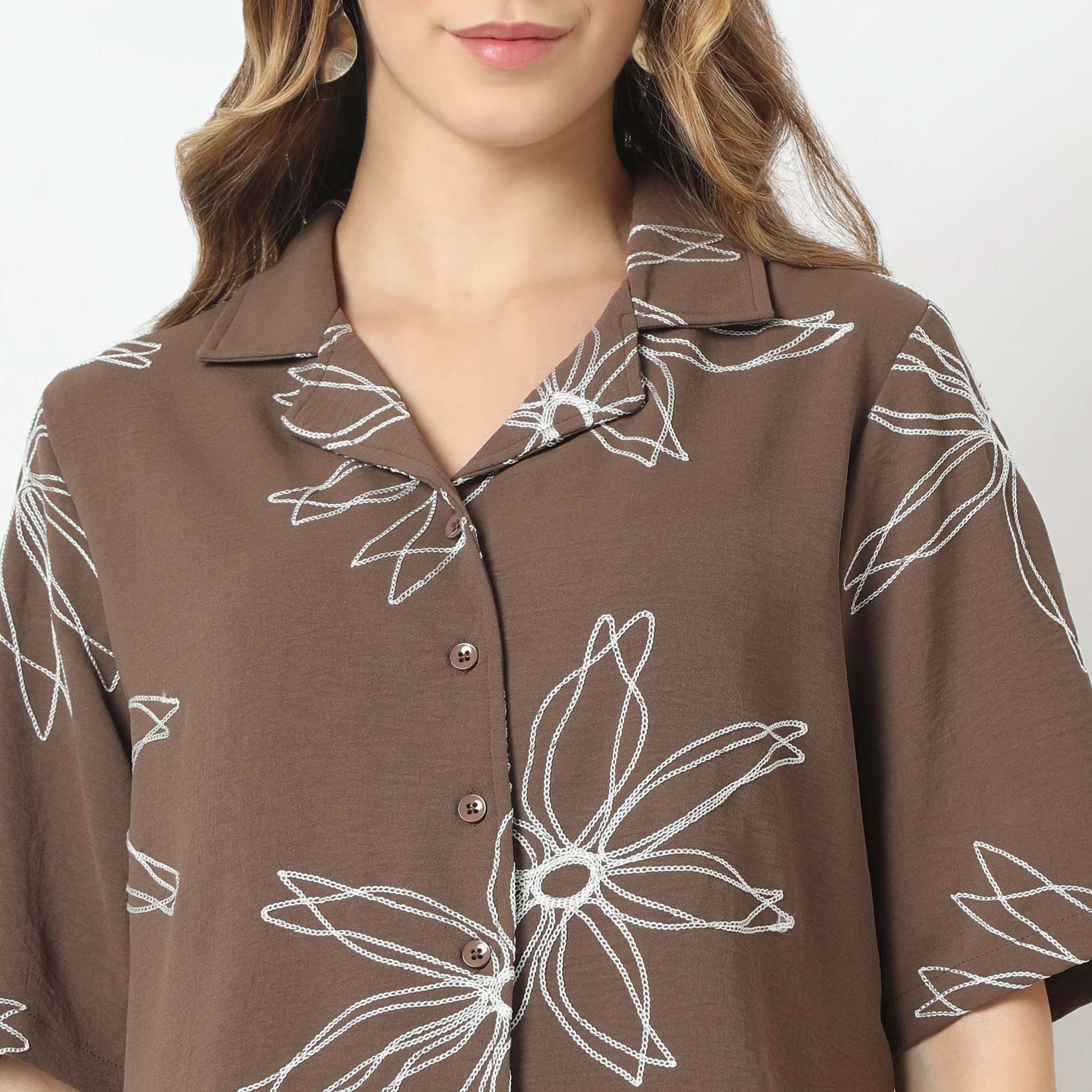 Solid Short Sleeve Camp Collar Shirt - Image 4