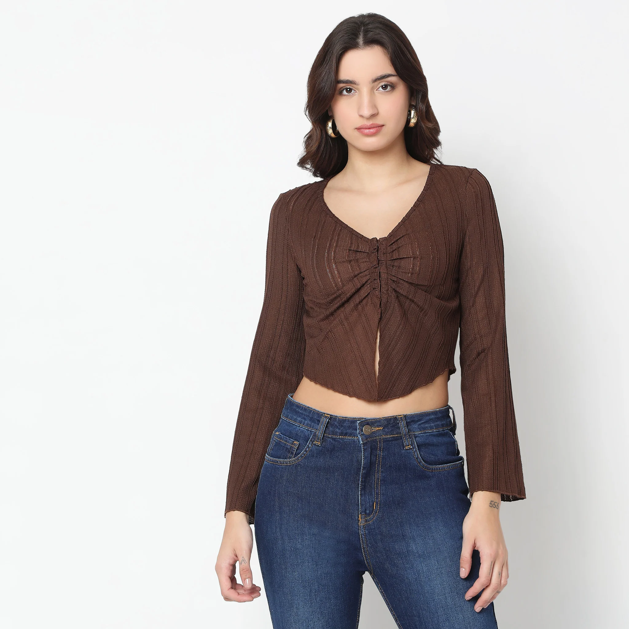 Regular Fit Solid Crop Top - Image 2