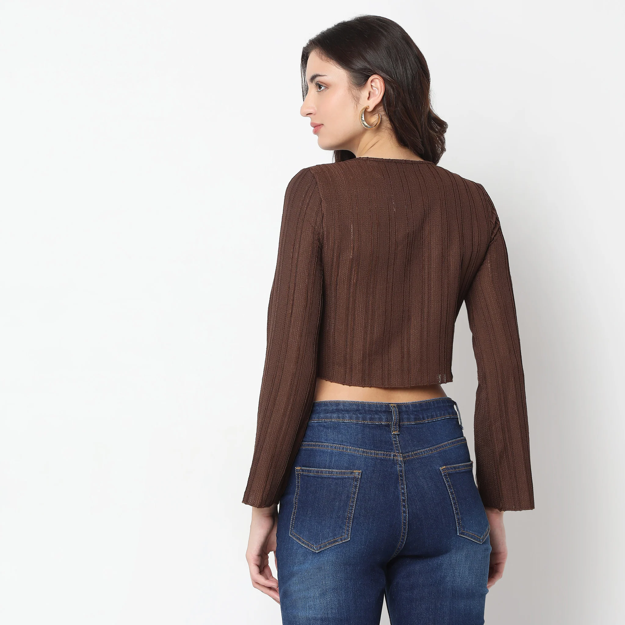 Regular Fit Solid Crop Top - Image 3