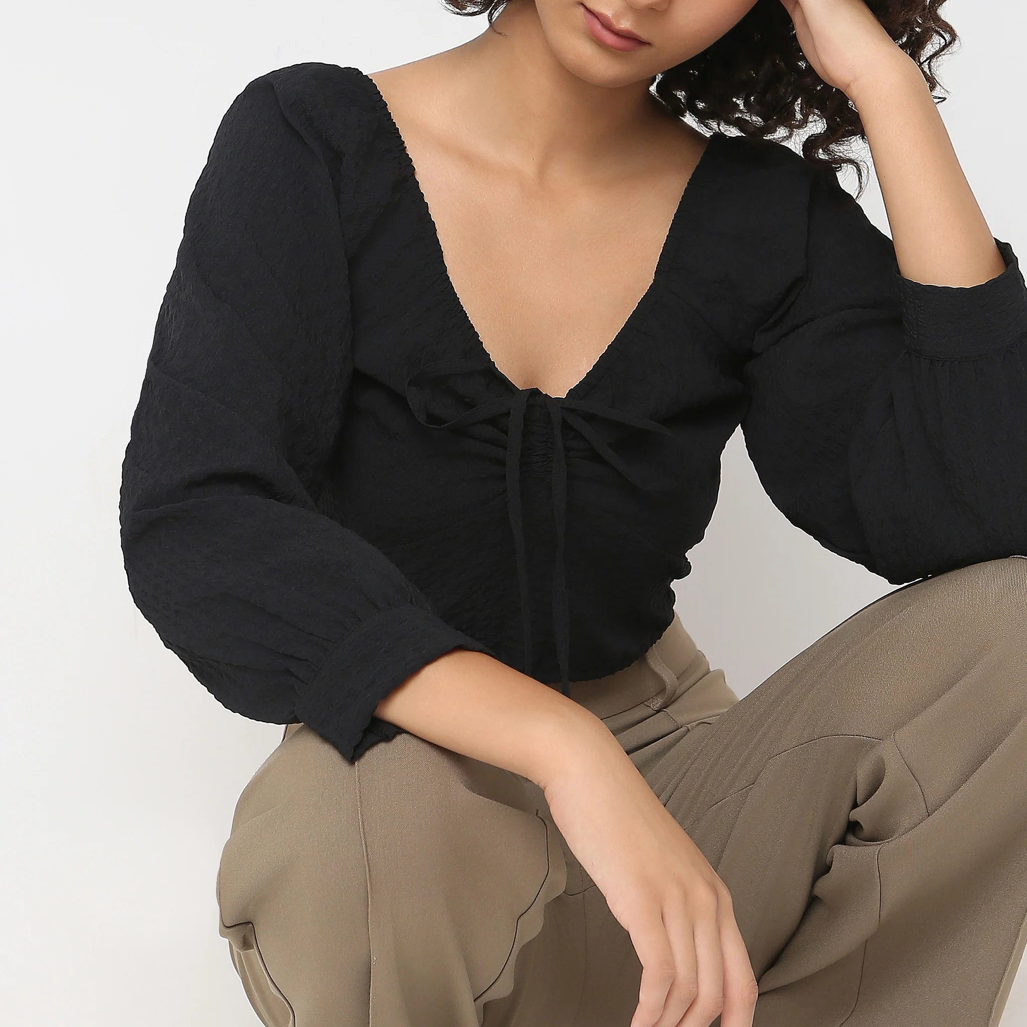 Regular Fit Solid Crop Top - Image 4