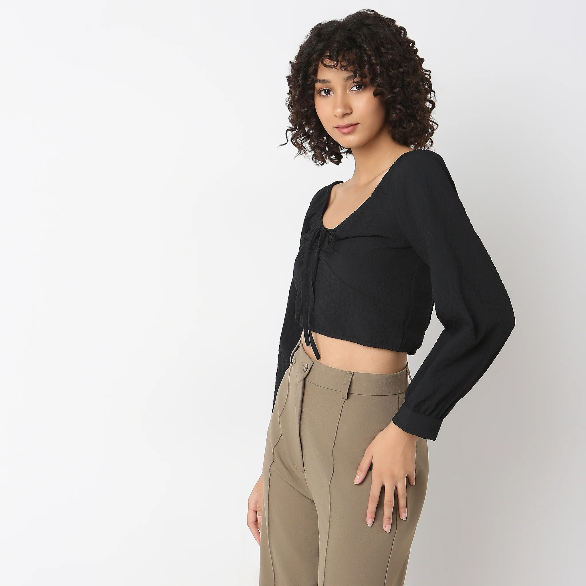 Regular Fit Solid Crop Top - Image 5
