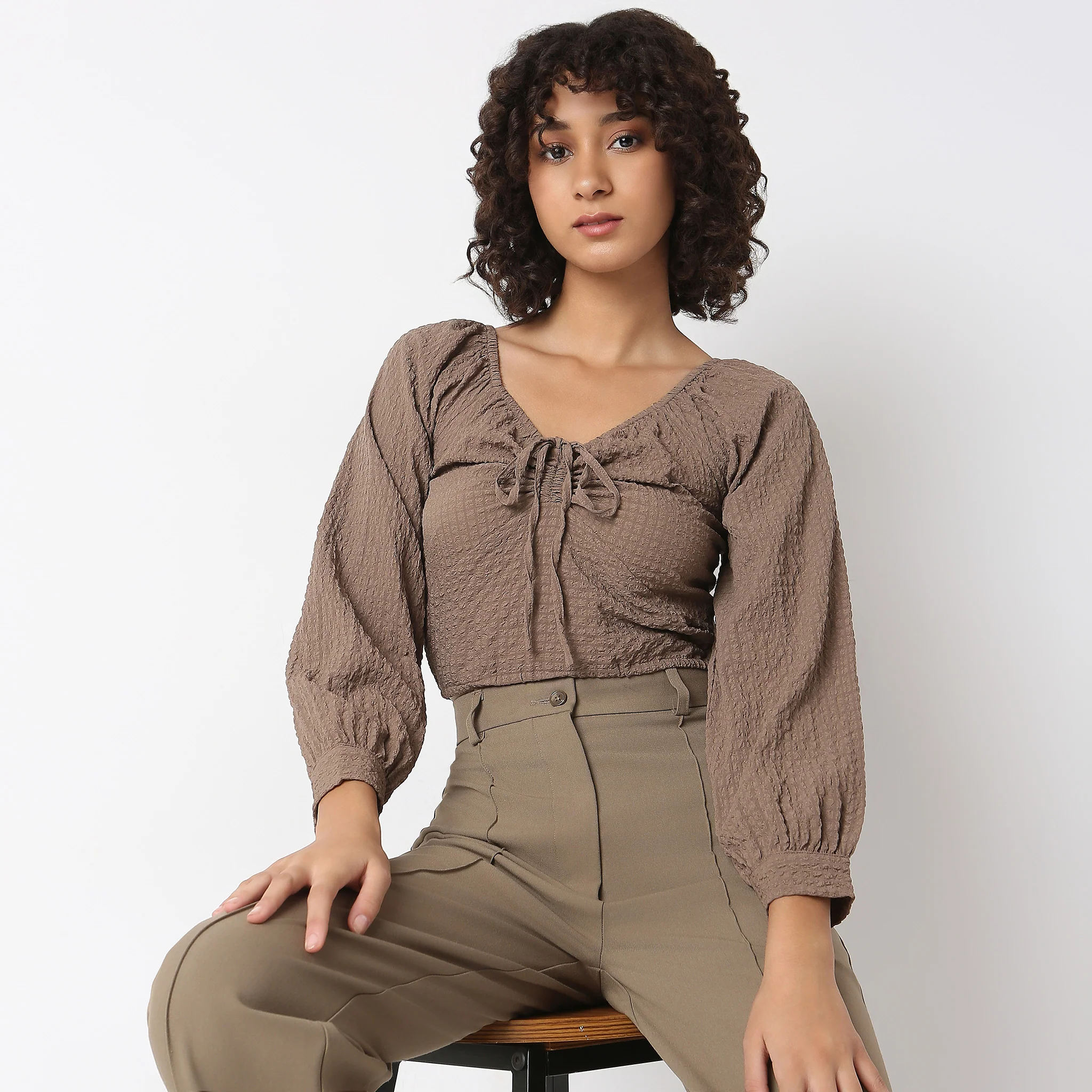 Regular Fit Solid Crop Top - Image 6