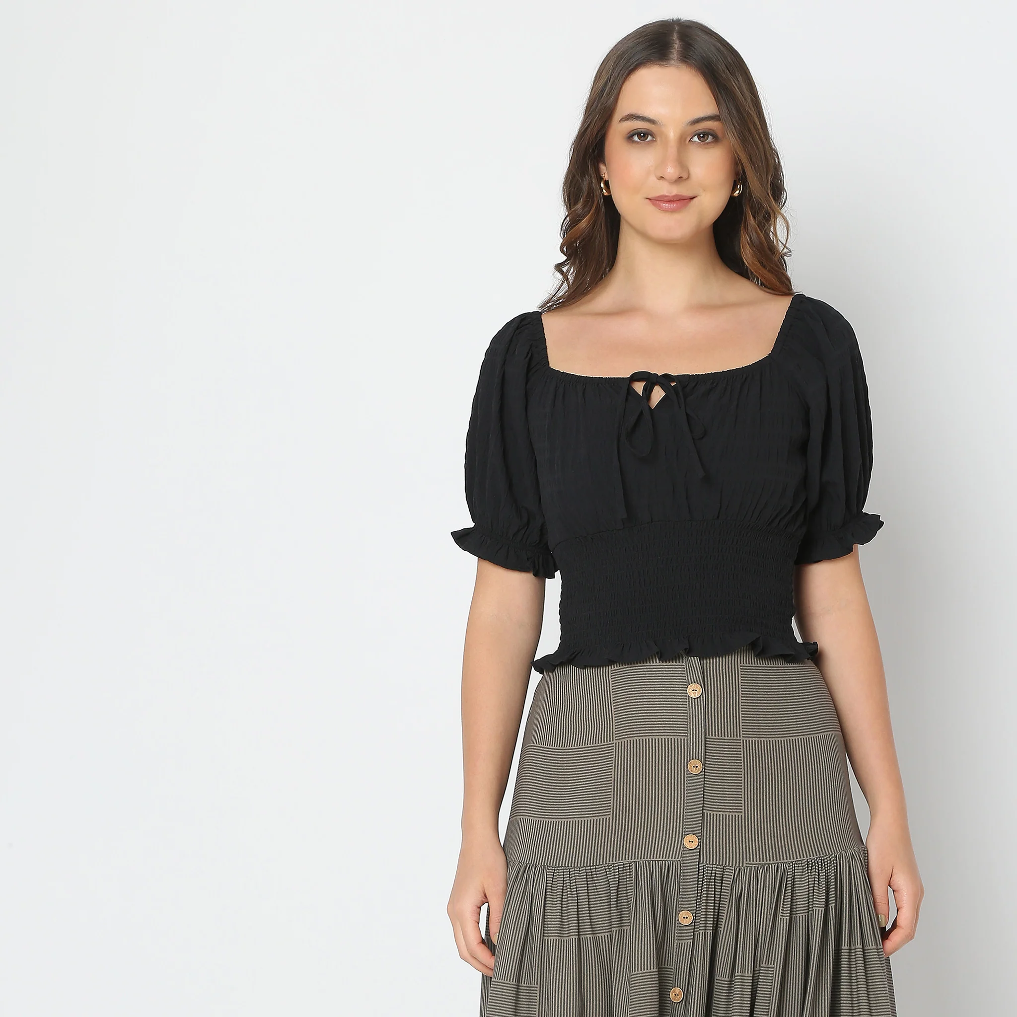 Regular Fit Solid Crop Top - Image 2