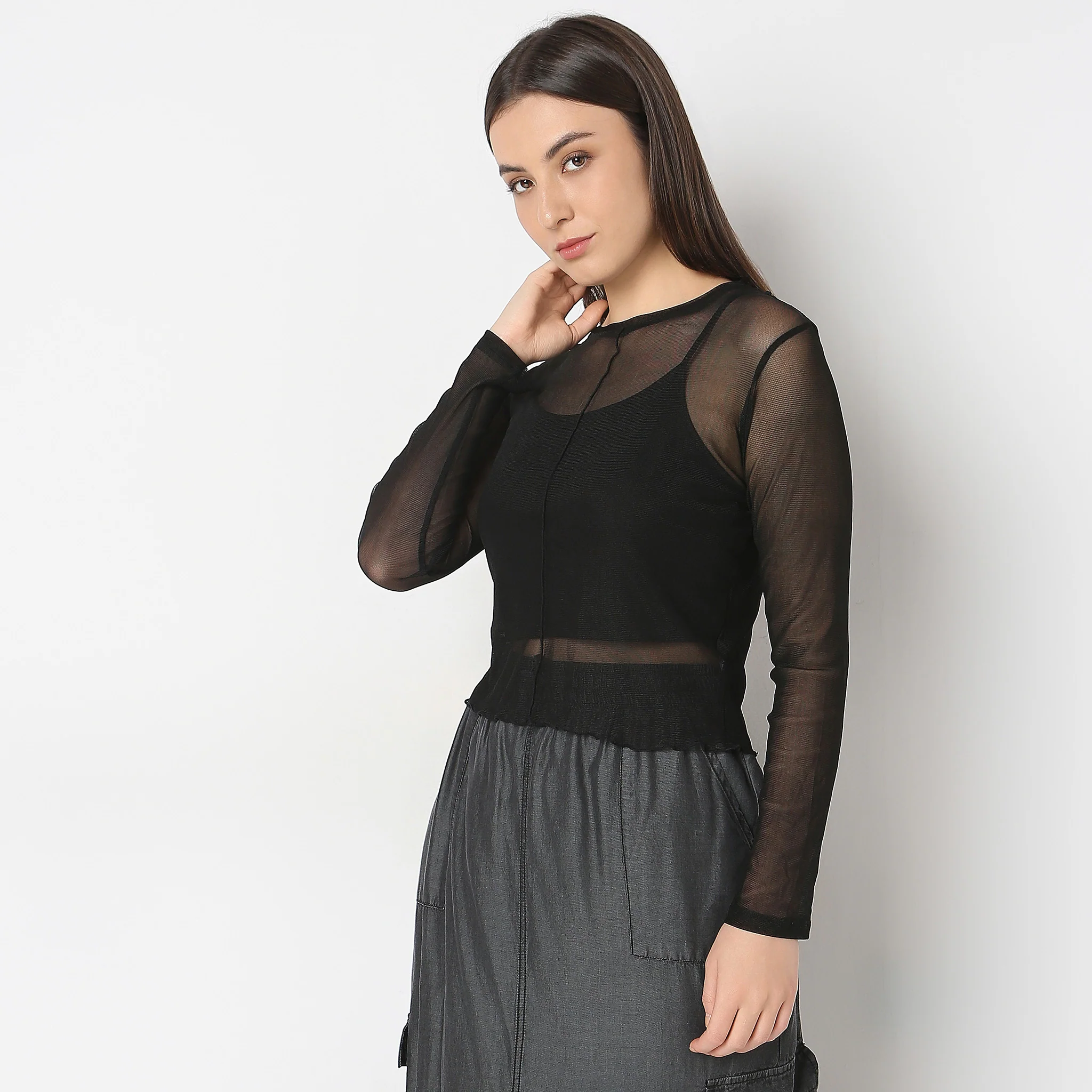 Regular Fit Solid Crop Top - Image 5