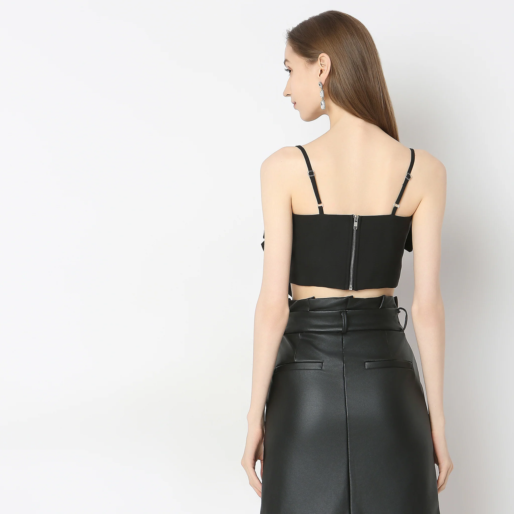 Regular Fit Solid Crop Top - Image 3