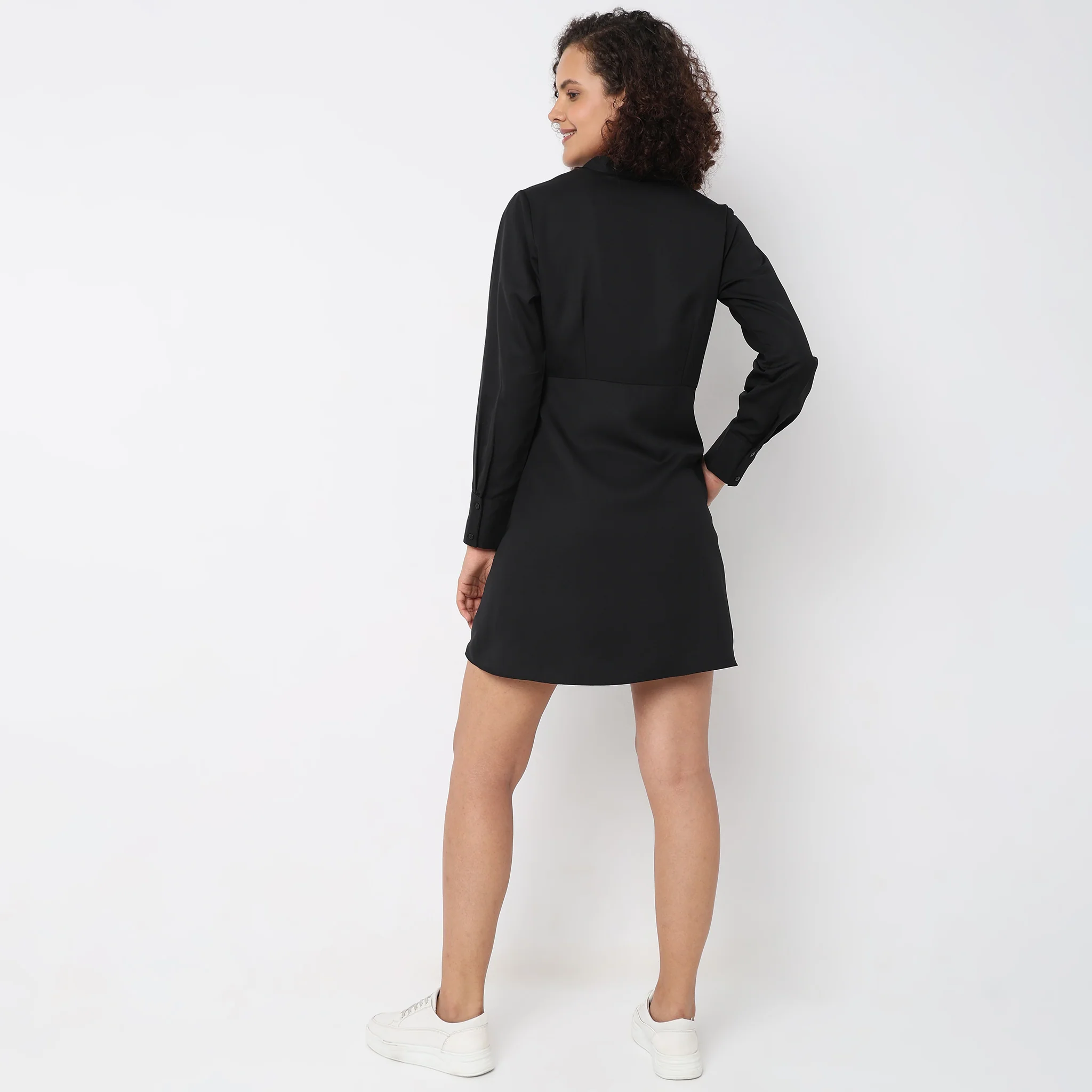 Regular Fit Solid Dress - Image 3