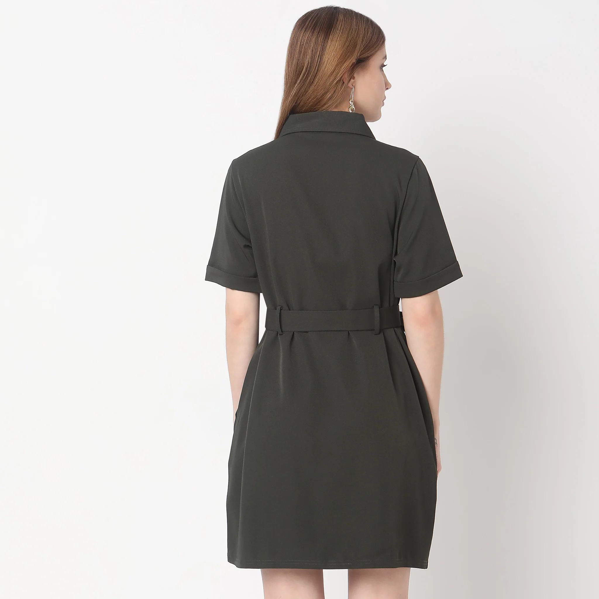 Regular Fit Solid Dress - Image 3