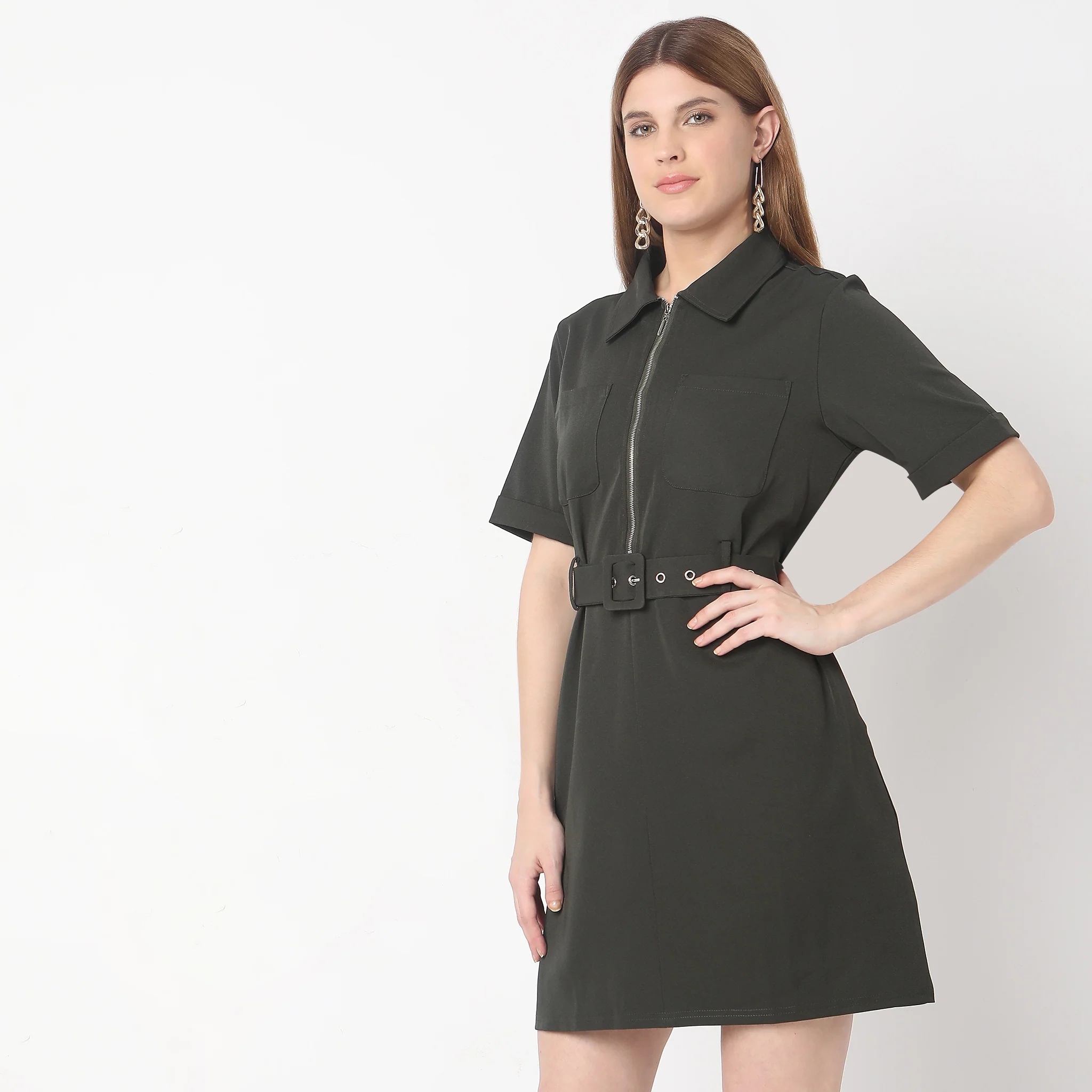 Regular Fit Solid Dress - Image 5