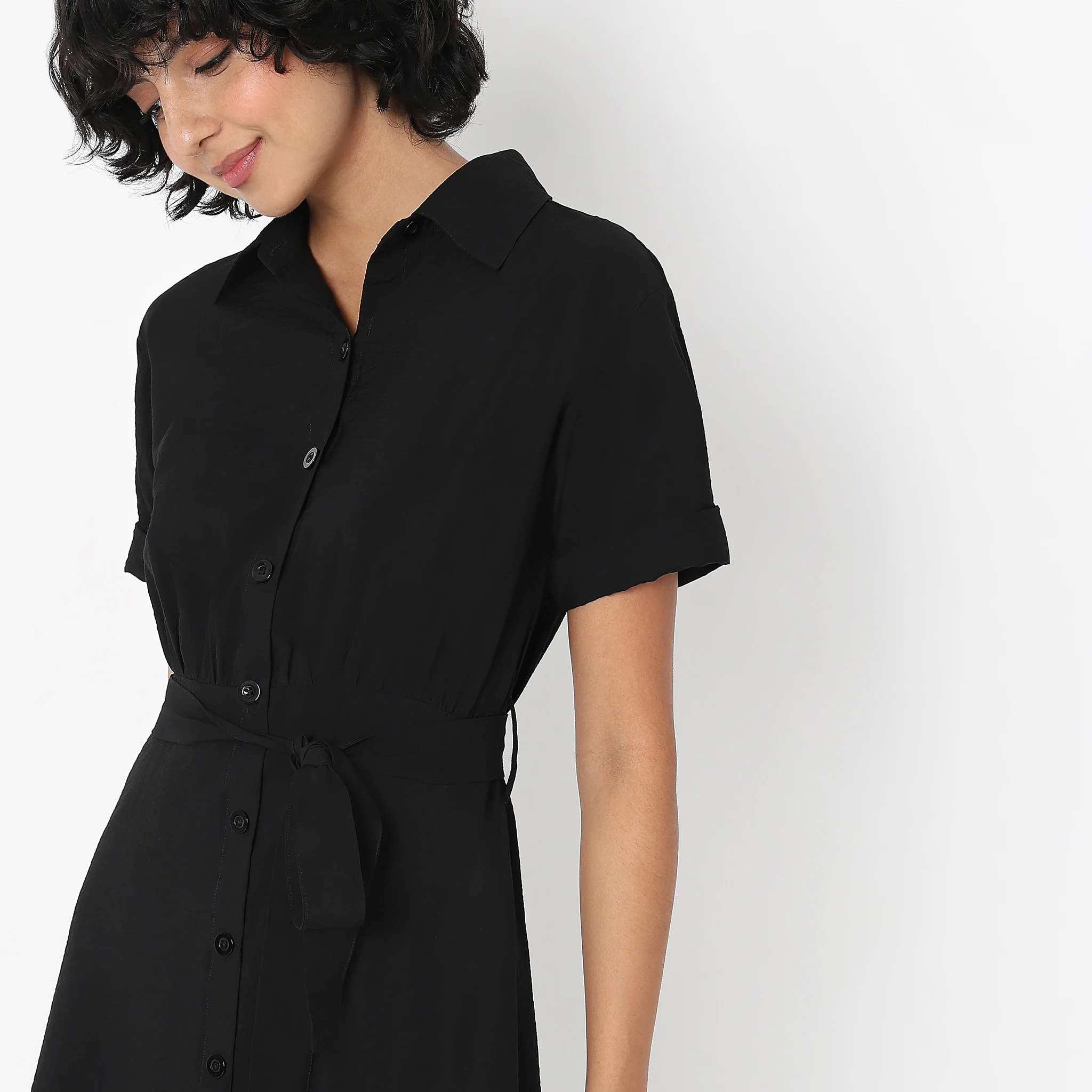 Regular Fit Solid Dress - Image 4