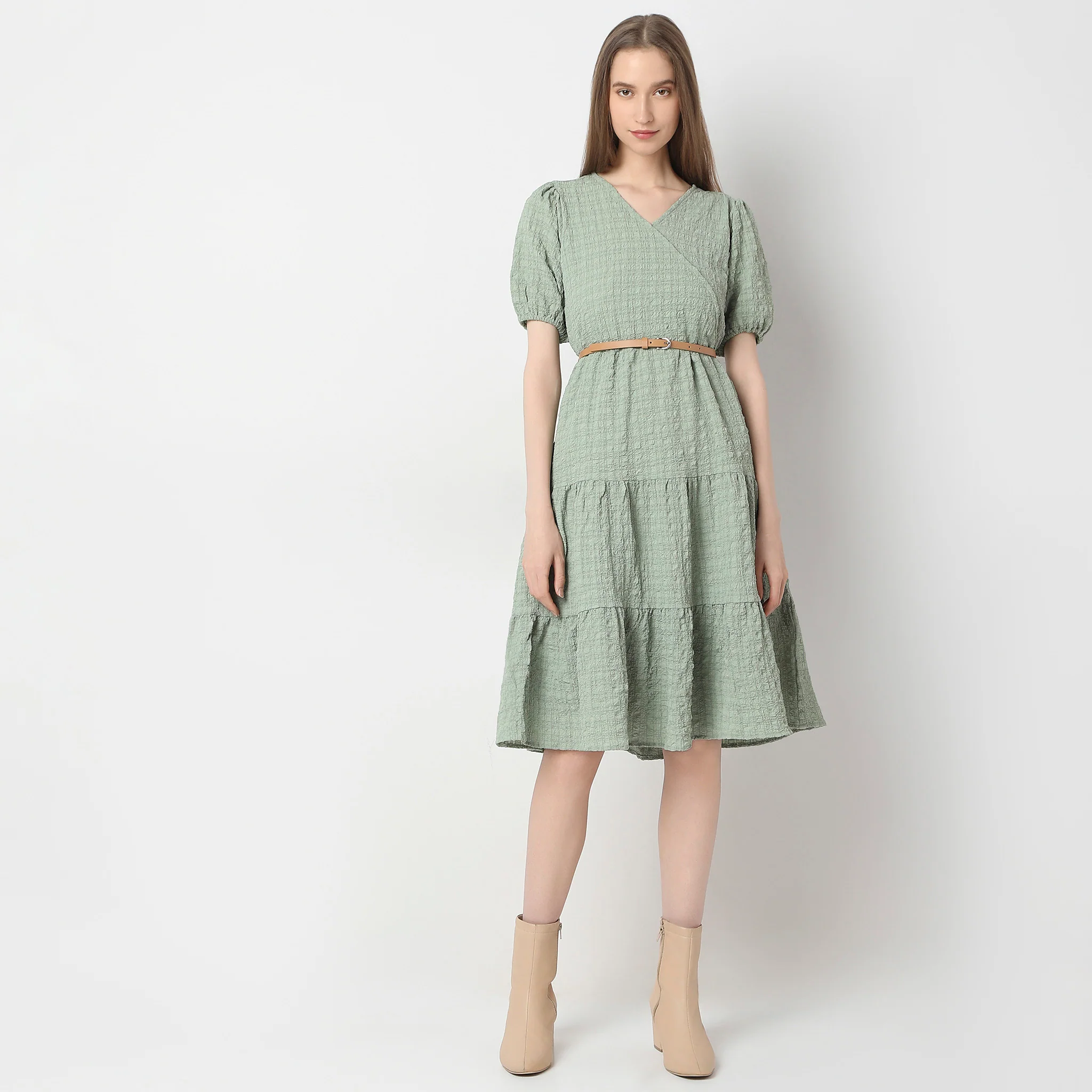 Regular Fit Solid Dress - Image 2