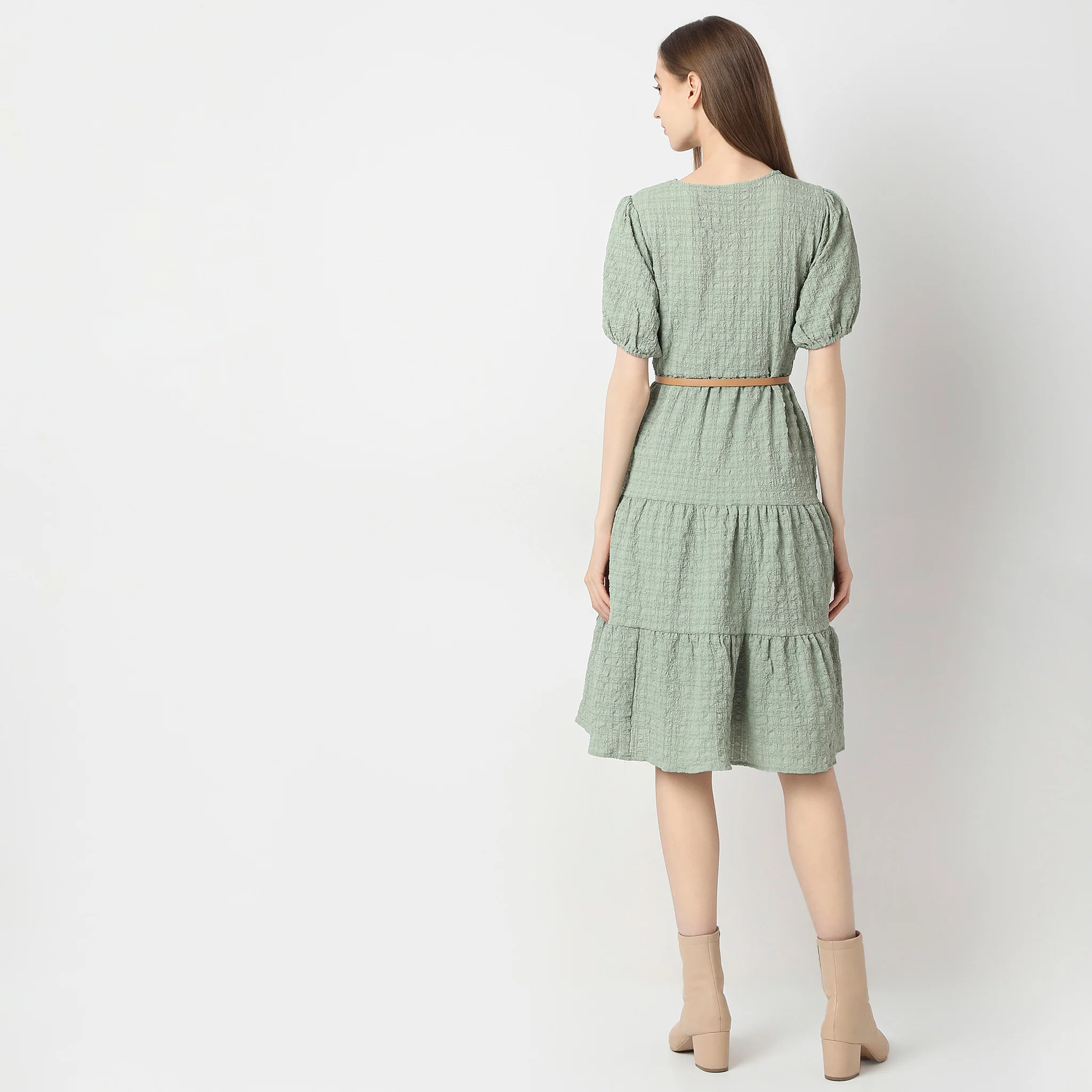 Regular Fit Solid Dress - Image 3