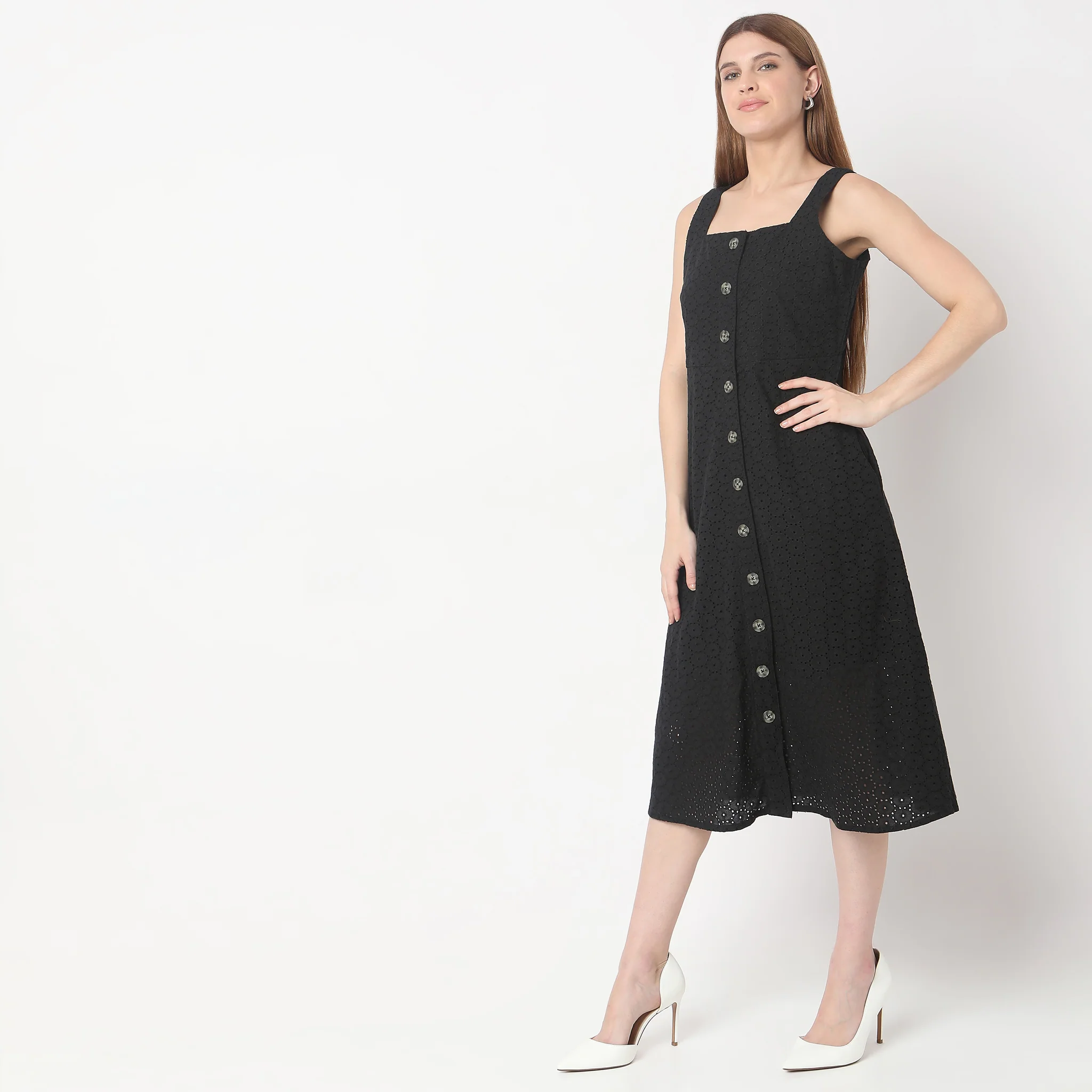 Regular Fit Solid Dress - Image 5