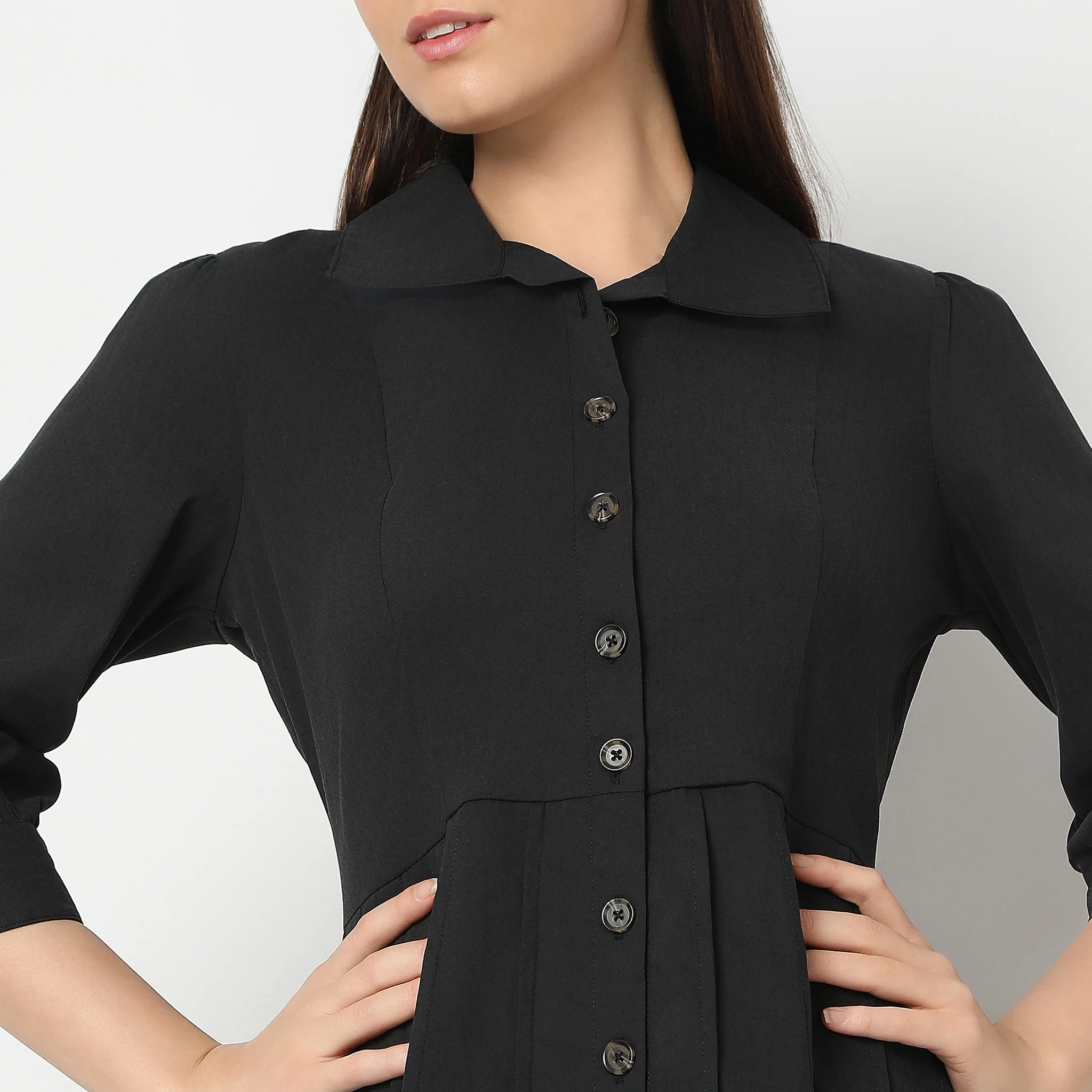 Regular Fit Solid Dress - Image 4