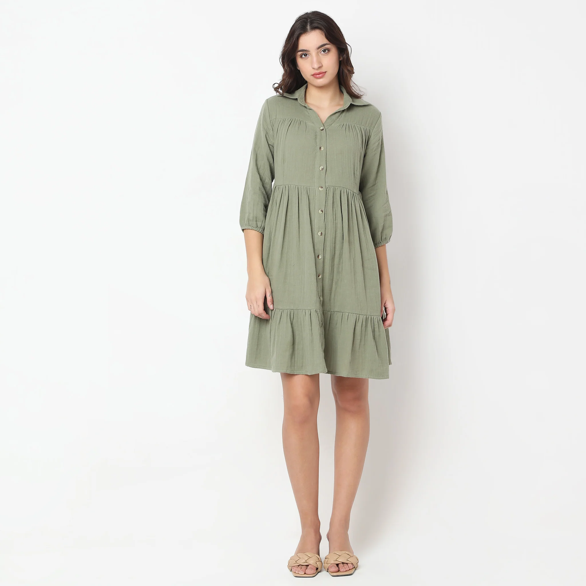 Regular Fit Solid Dress - Image 2