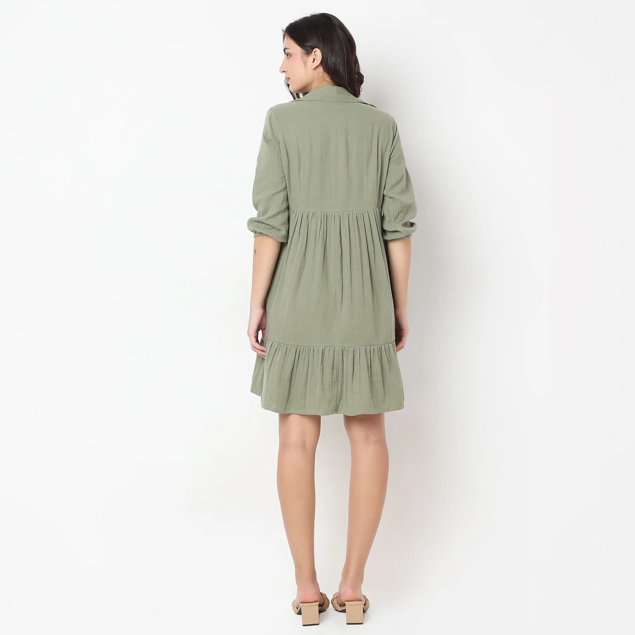 Regular Fit Solid Dress - Image 3