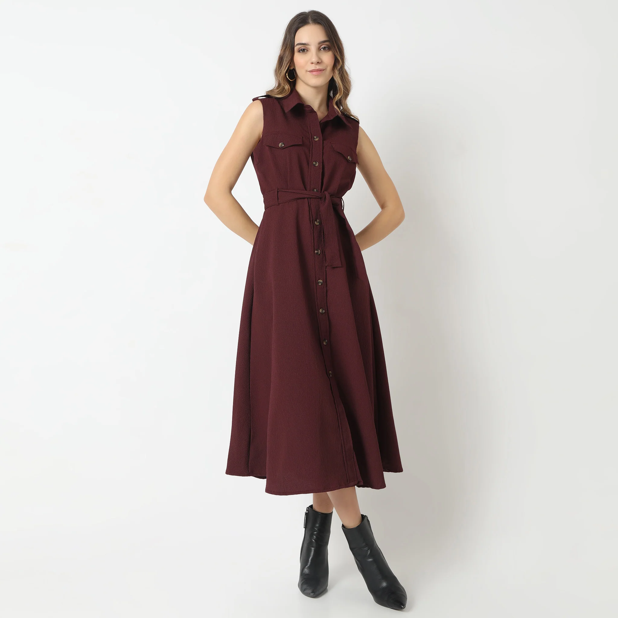 Structured Shirt Collar Dress - Image 12