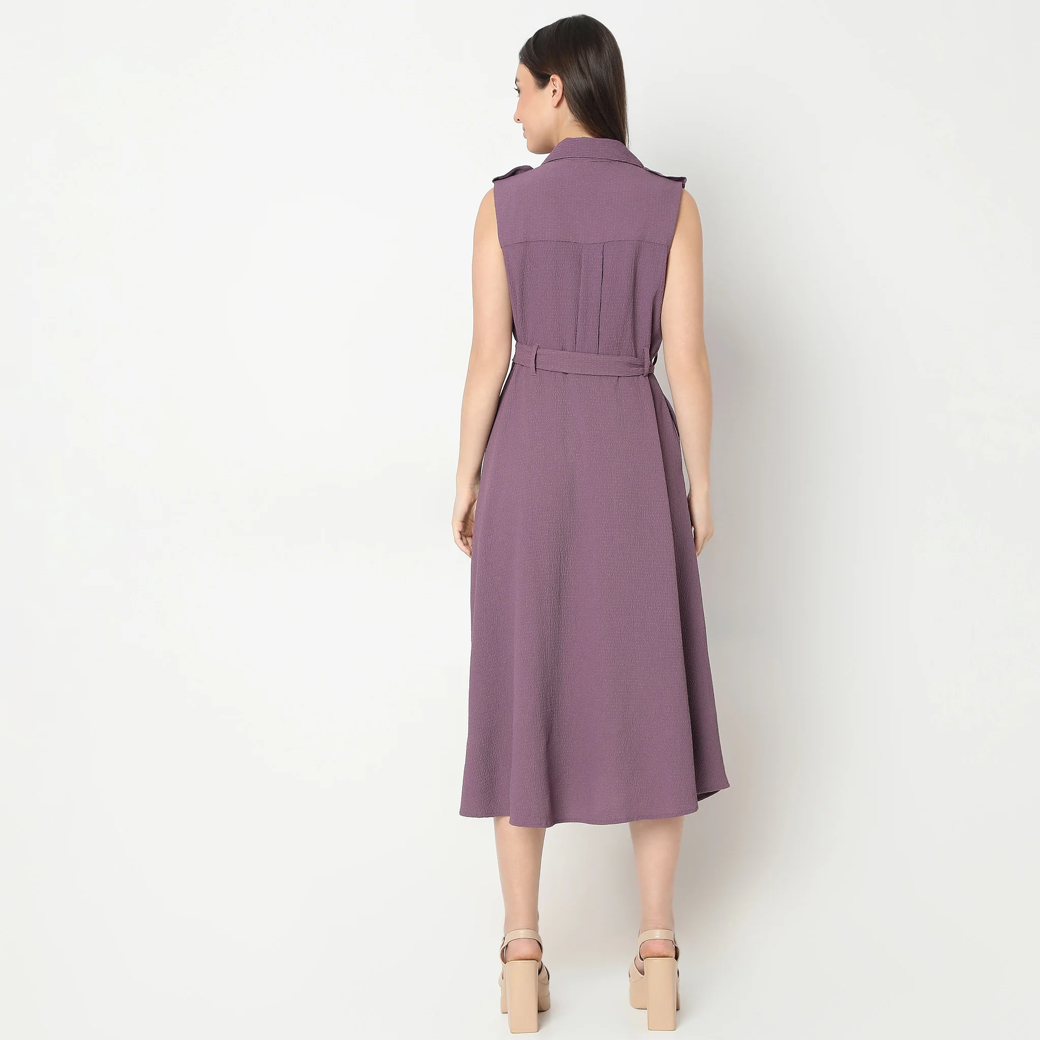 Structured Shirt Collar Dress - Image 3