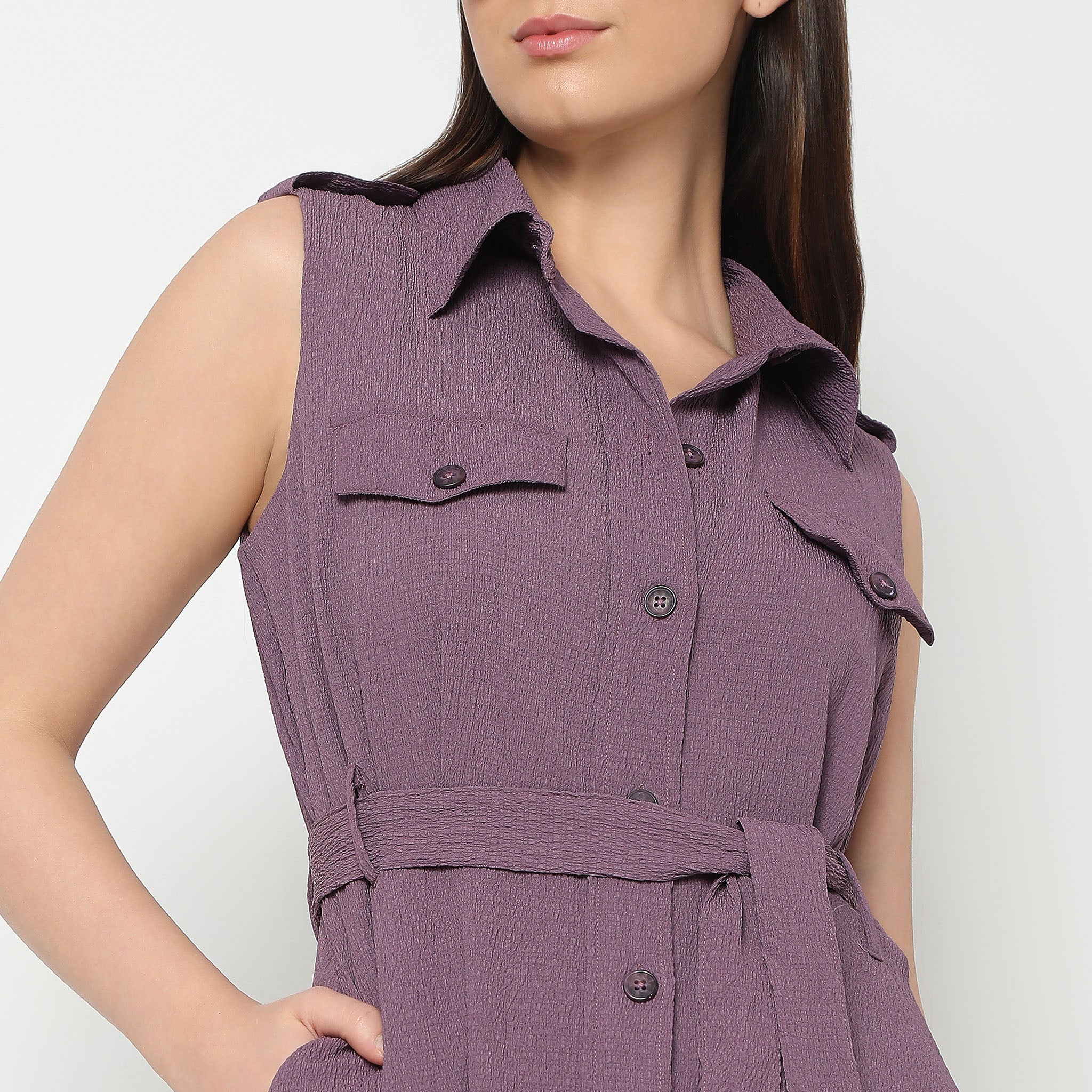 Structured Shirt Collar Dress - Image 5