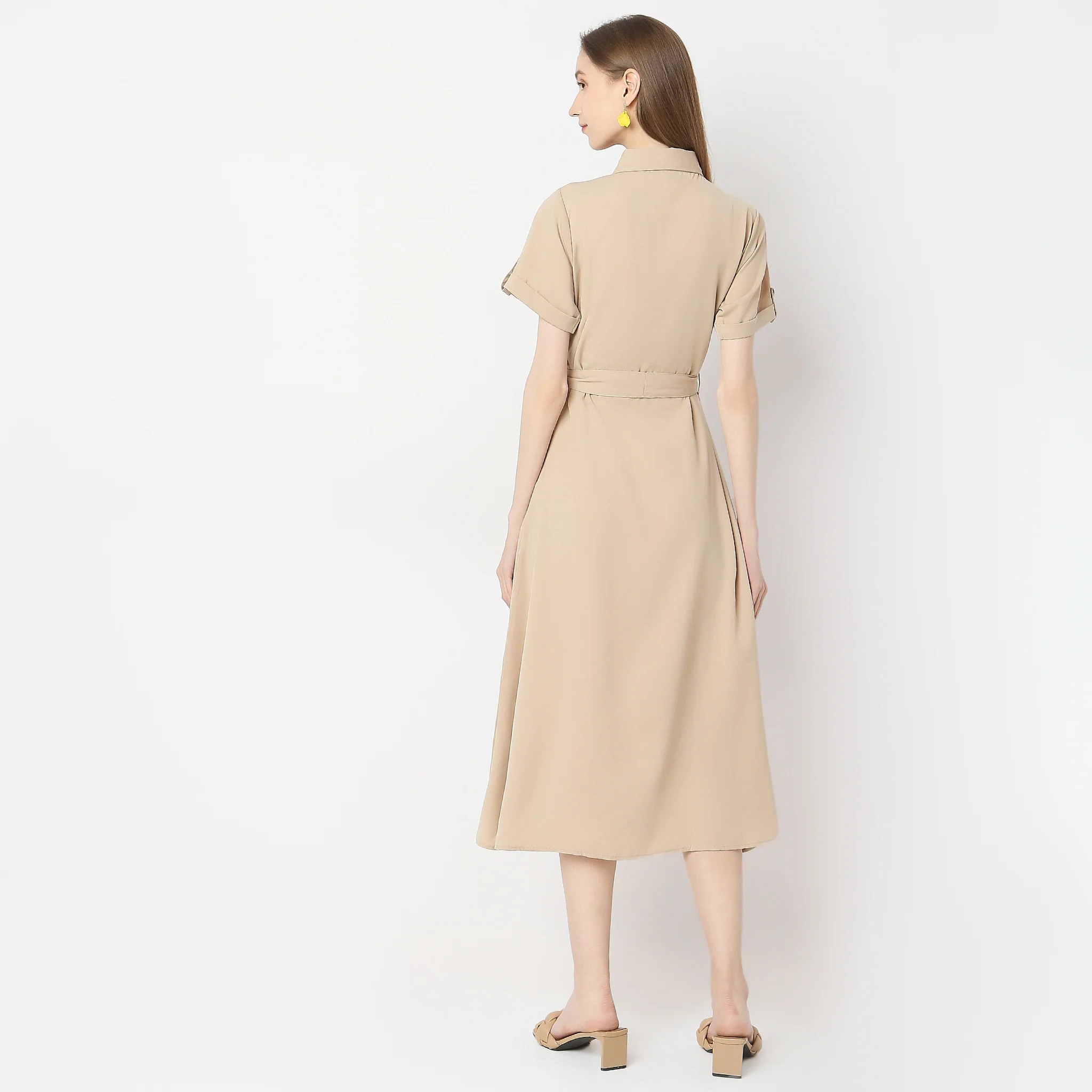 Regular Fit Solid Dress - Image 3