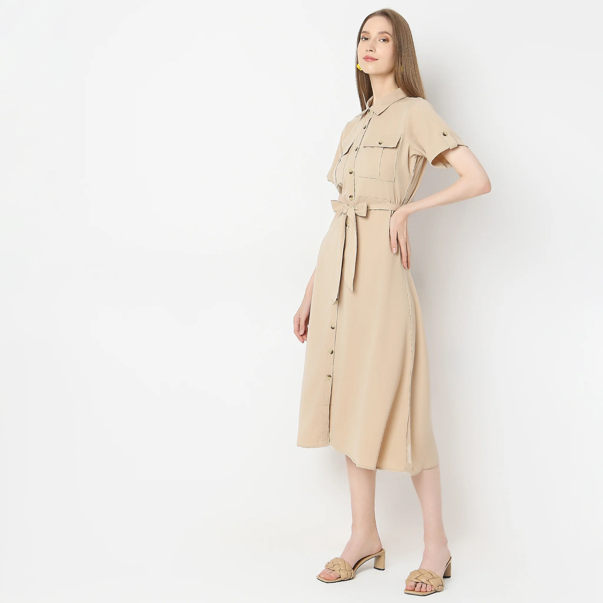 Regular Fit Solid Dress - Image 5
