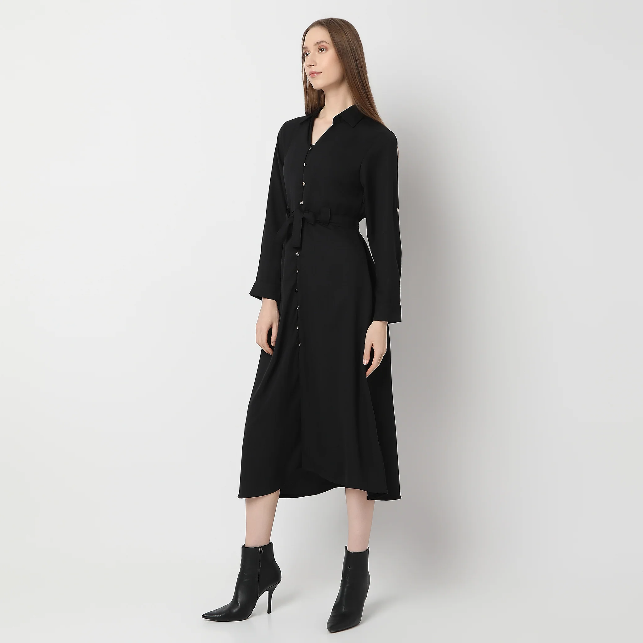 Regular Fit Solid Dress - Image 4