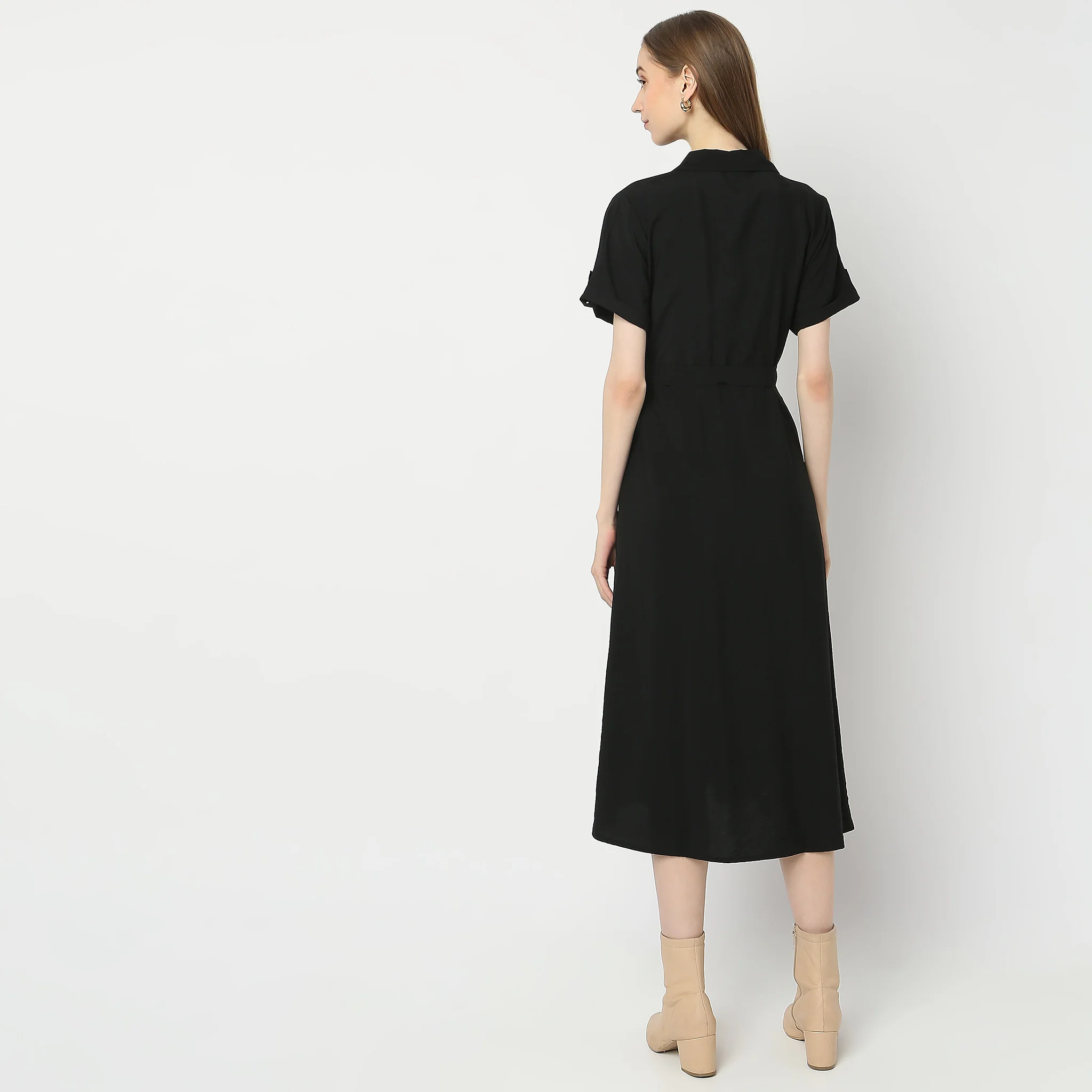 Regular Fit Solid Dress - Image 3