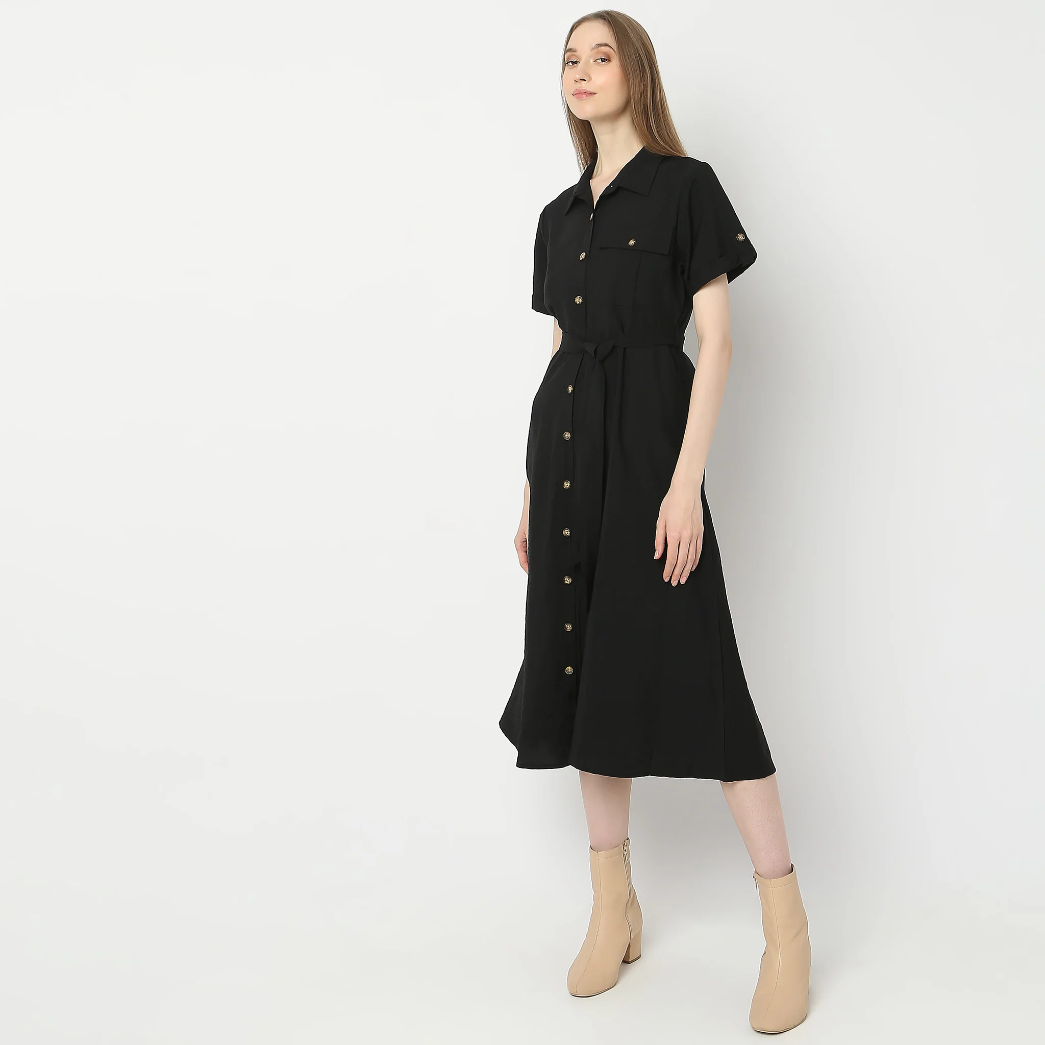 Regular Fit Solid Dress - Image 5