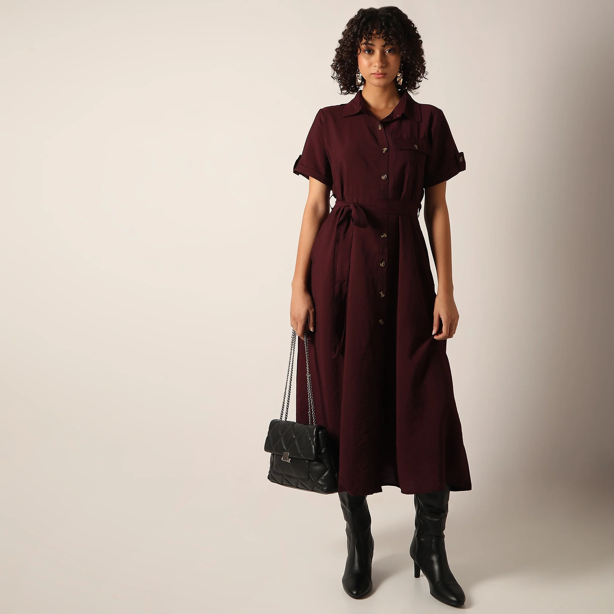 Regular Fit Solid Dress - Image 6