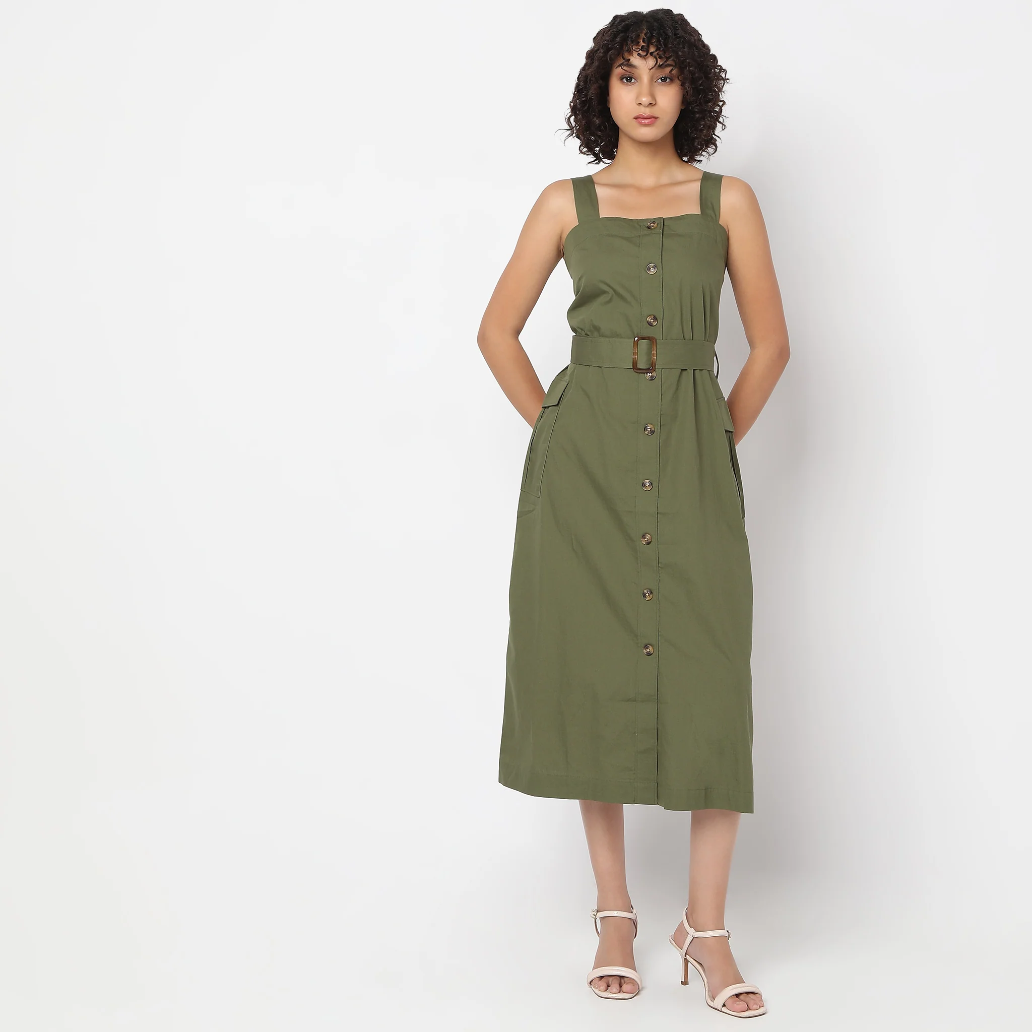 Regular Fit Solid Dress - Image 2