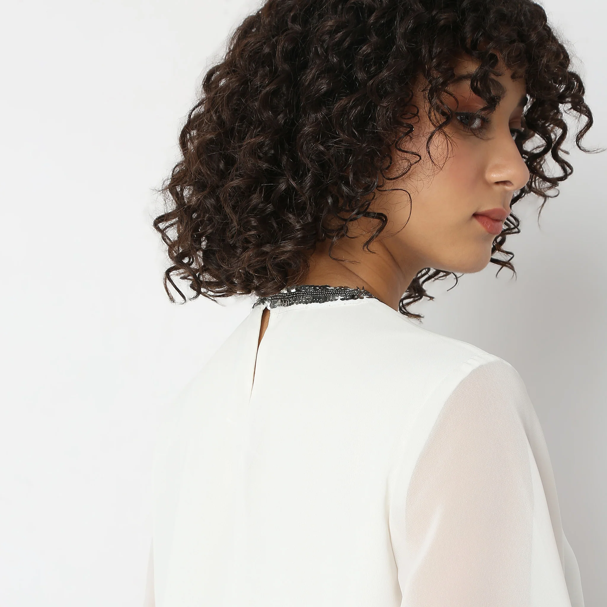 Layered Solid Flutter Sleeve Cape Top - Image 10