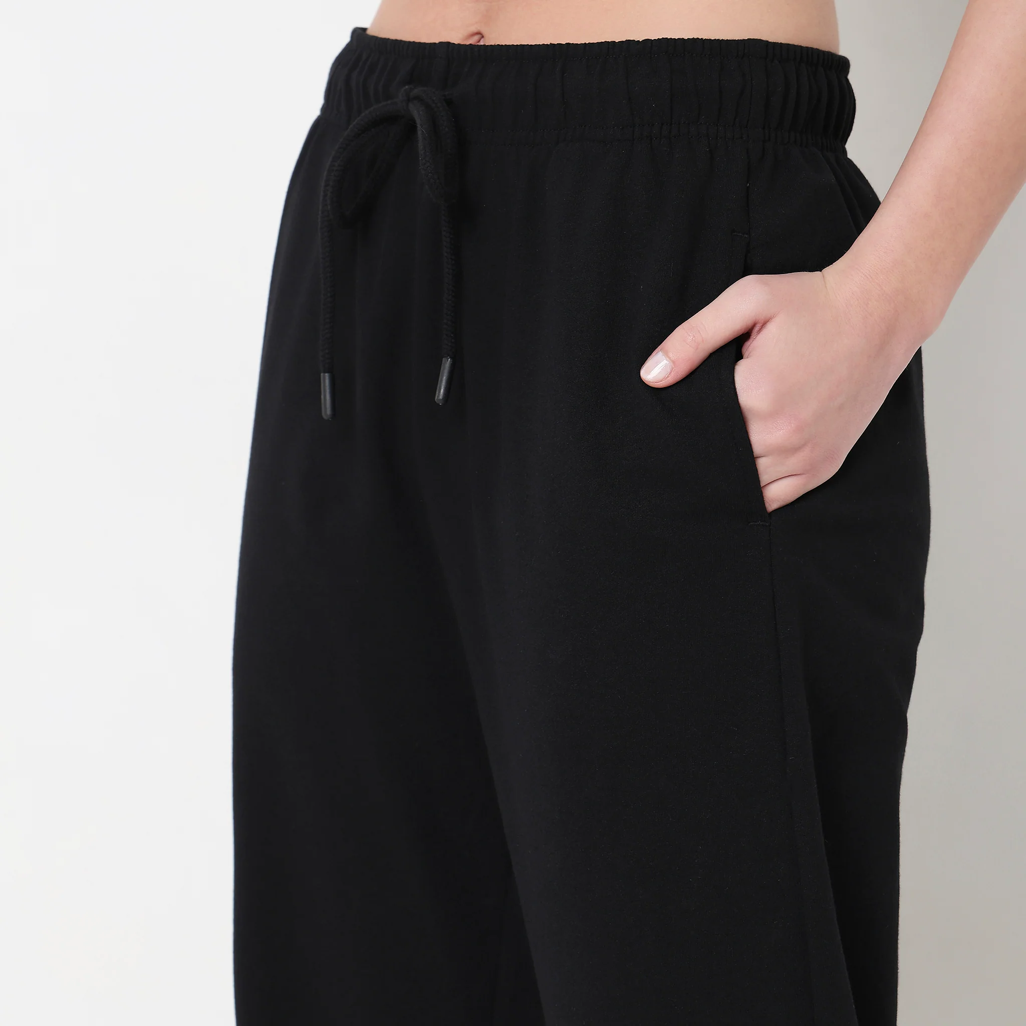 Regular Fit Solid High Rise Joggers - Image 4