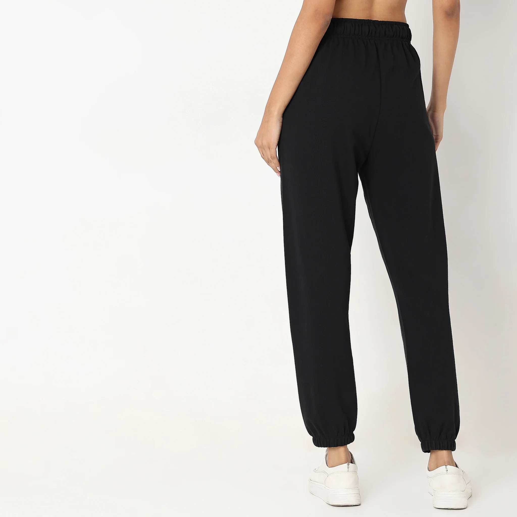 Solid High Rise Joggers - Image 3