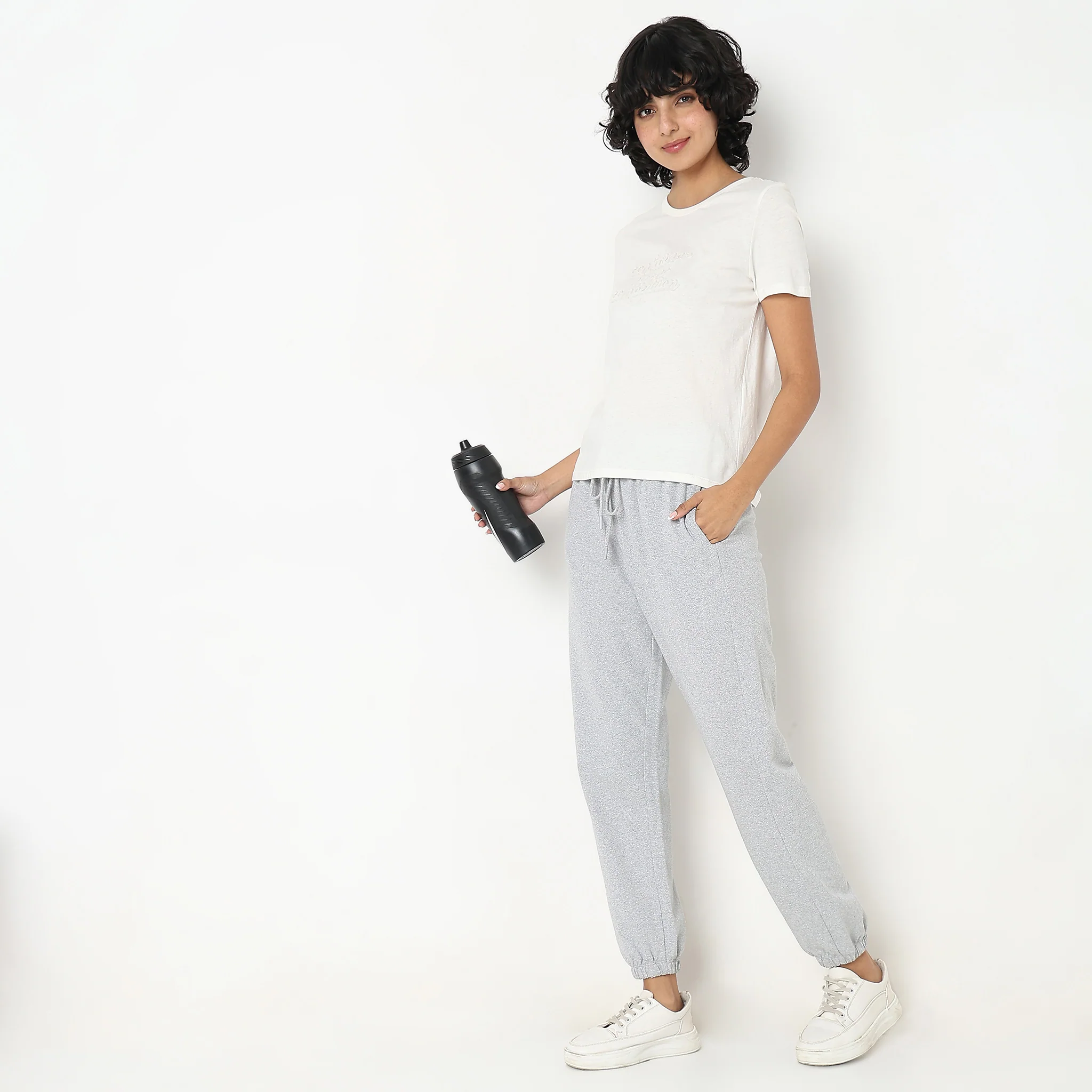 Solid High Rise Joggers - Image 6