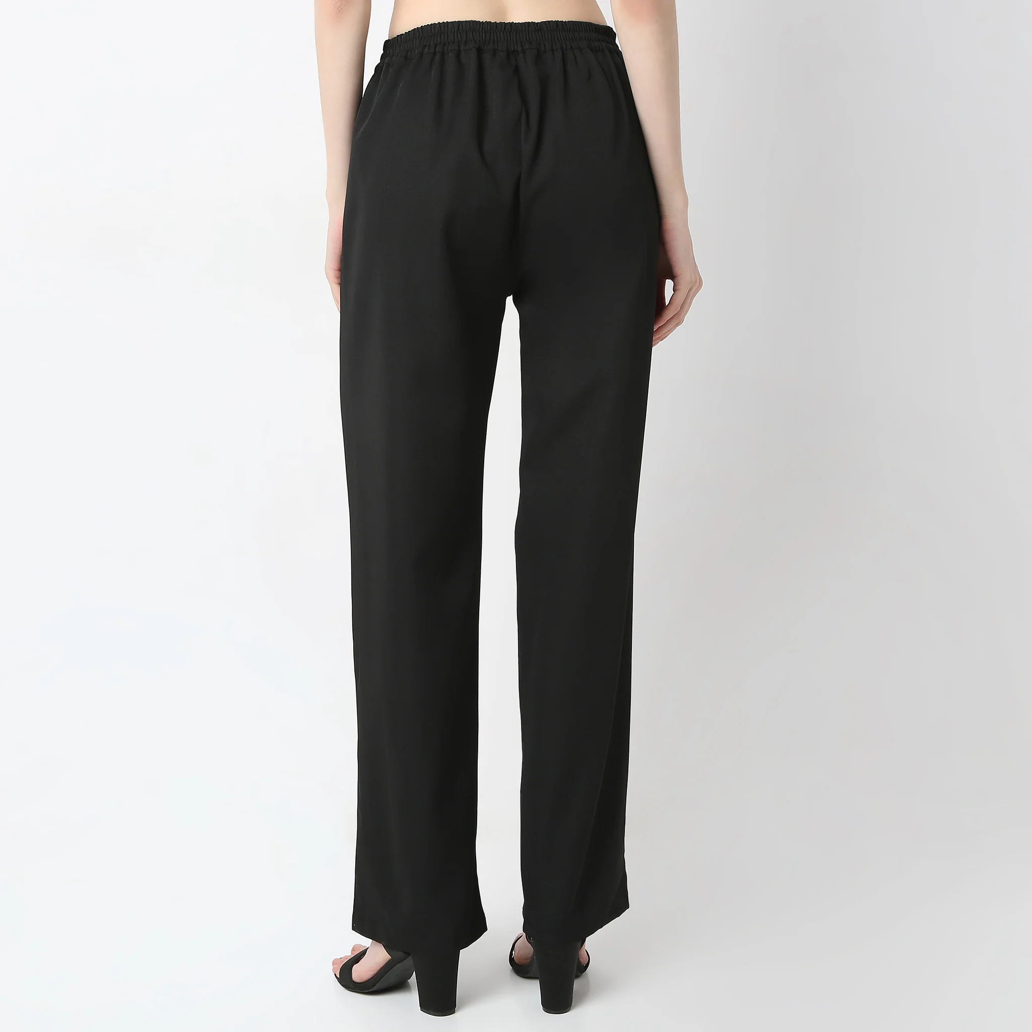 Solid Straight High Rise Trousers - Image 3