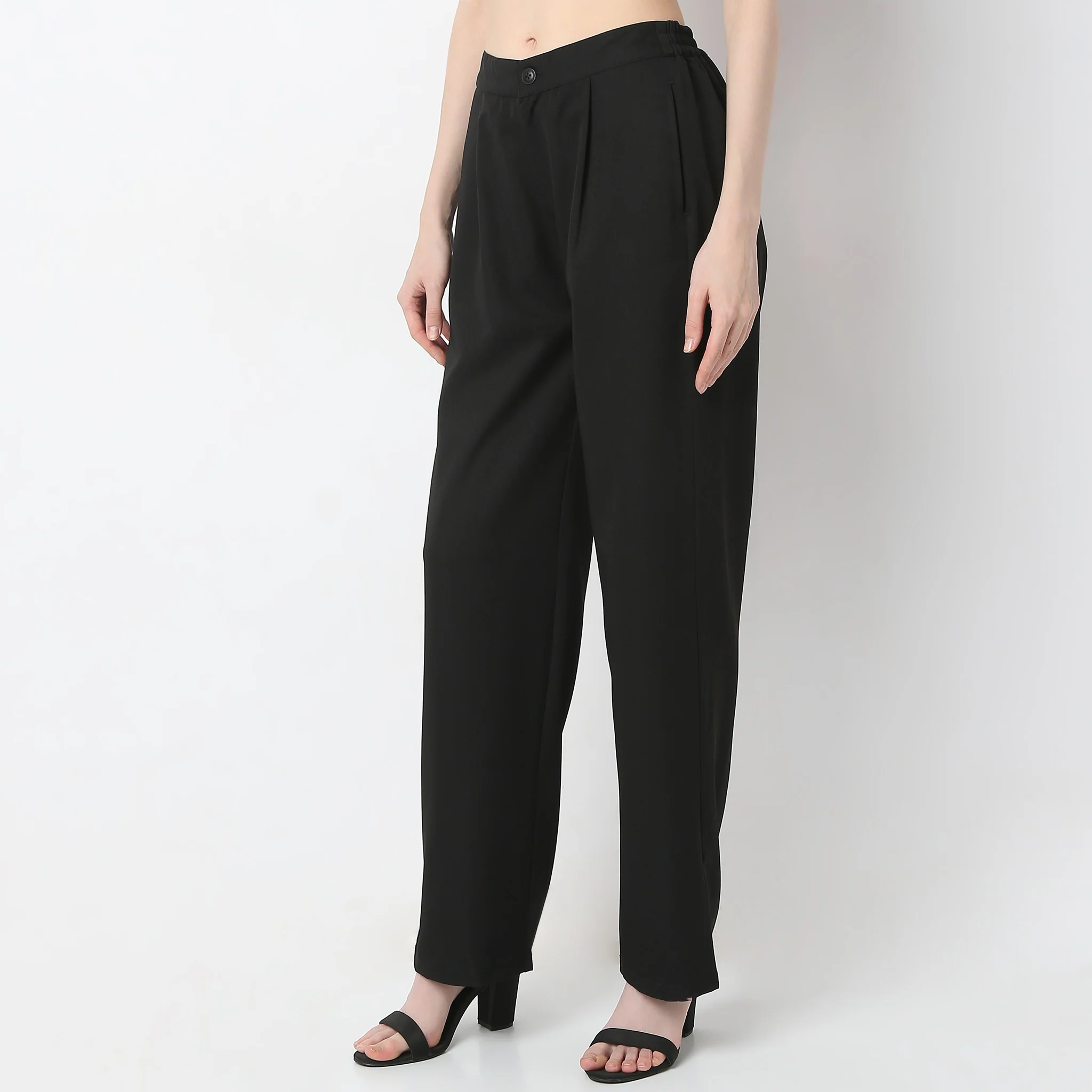 Solid Straight High Rise Trousers - Image 5