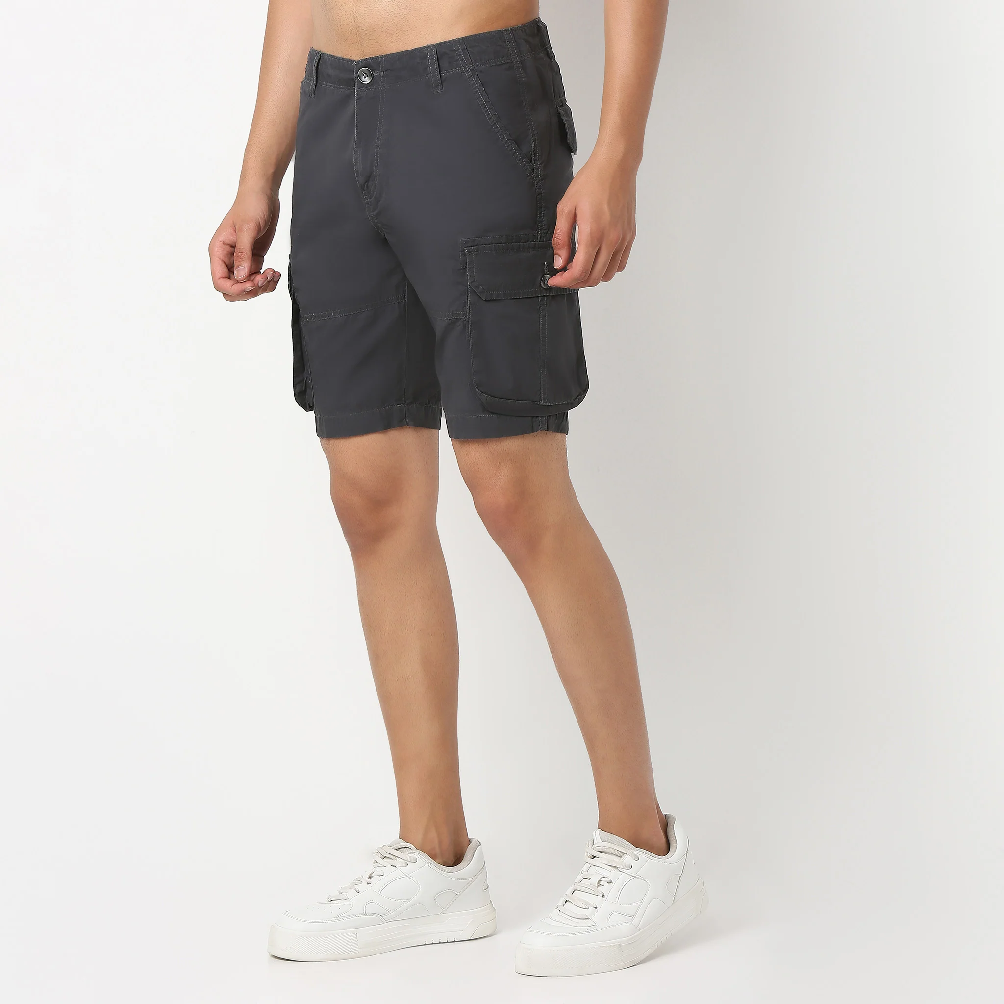 Cotton Heavy Duty Regular Fit Shorts With Stitch Details - Image 10