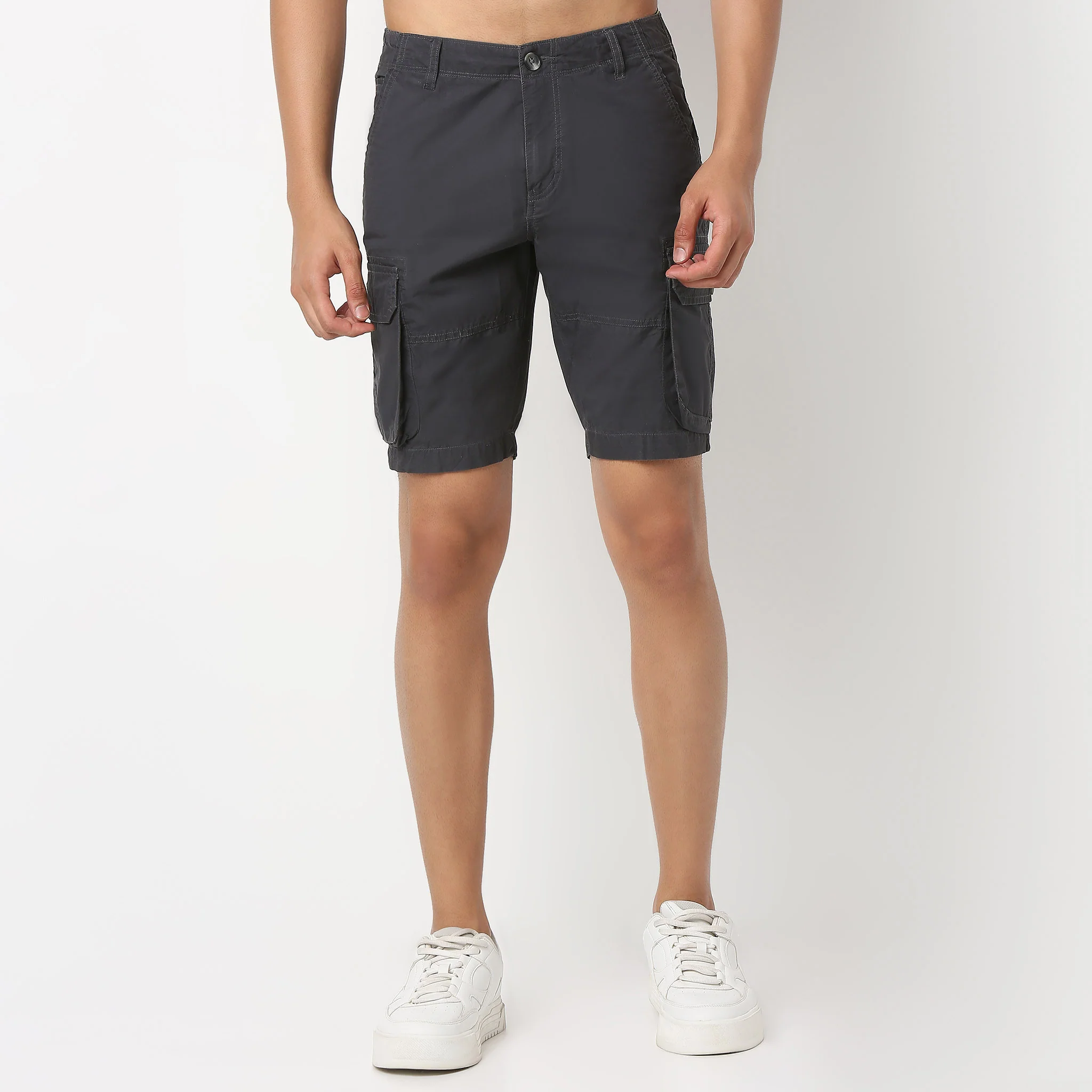 Cotton Heavy Duty Regular Fit Shorts With Stitch Details - Image 7