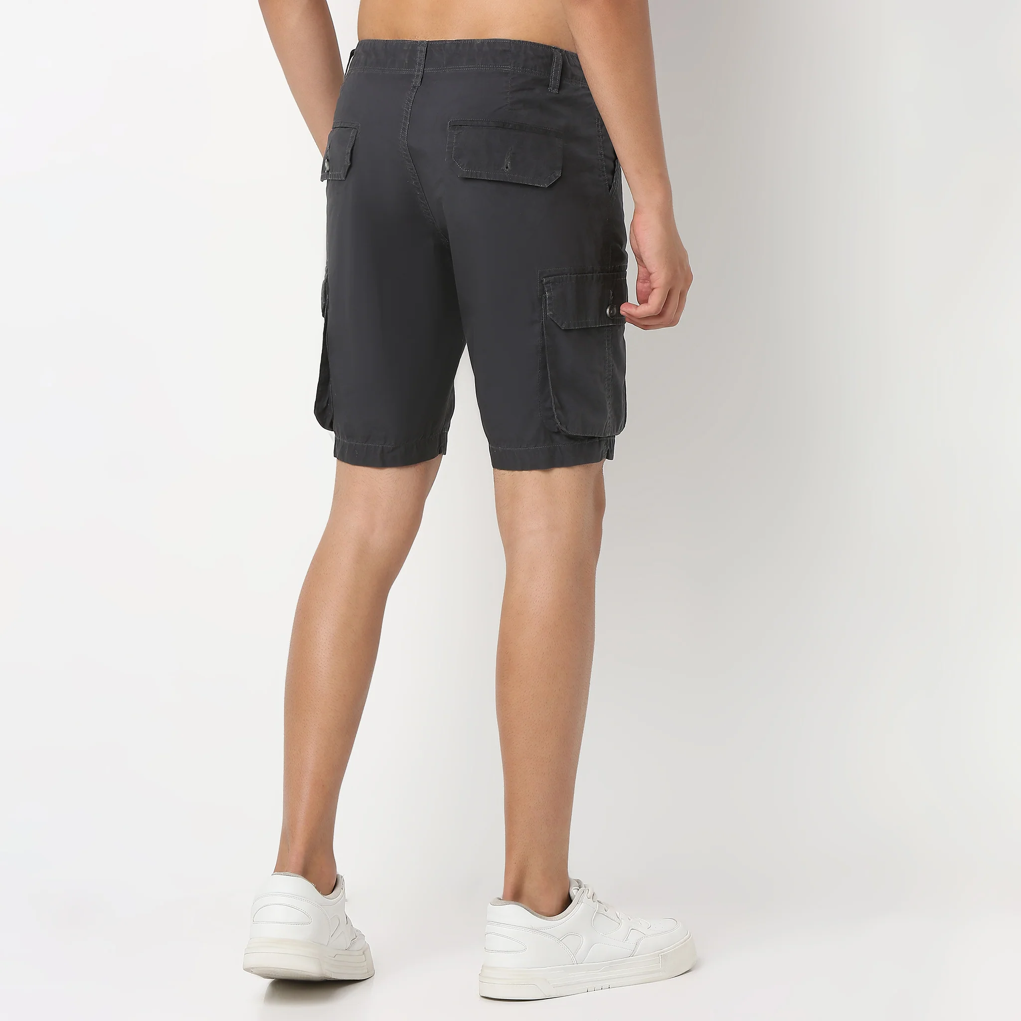 Cotton Heavy Duty Regular Fit Shorts With Stitch Details - Image 8